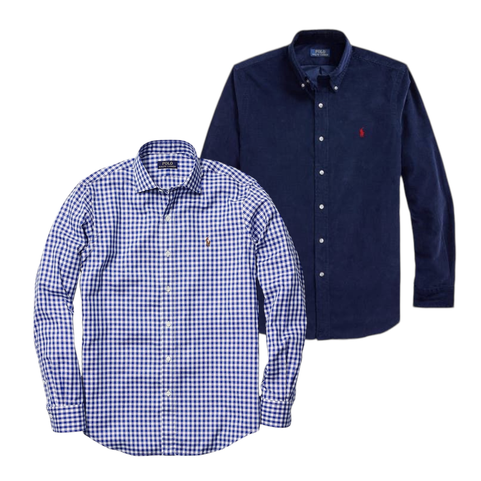 Chemise boutonnée en coton Ralph Lauren avec bandeau logo sur le côté, lot de 100 pièces unies mélangées.
