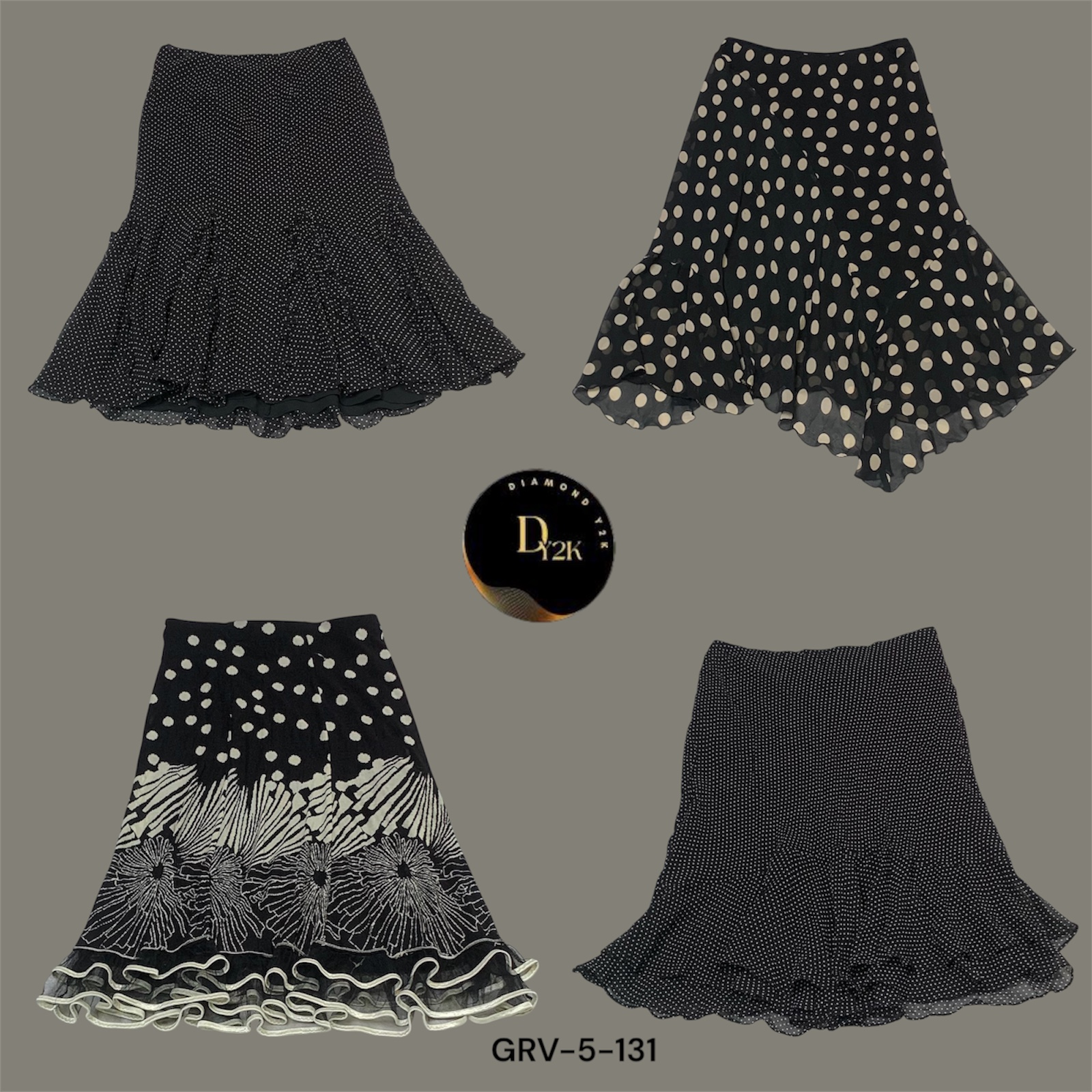 Gonna Nera a Pois Y2K Trendy – Vibrazioni Retro in Poliestere (GRV-5-131)