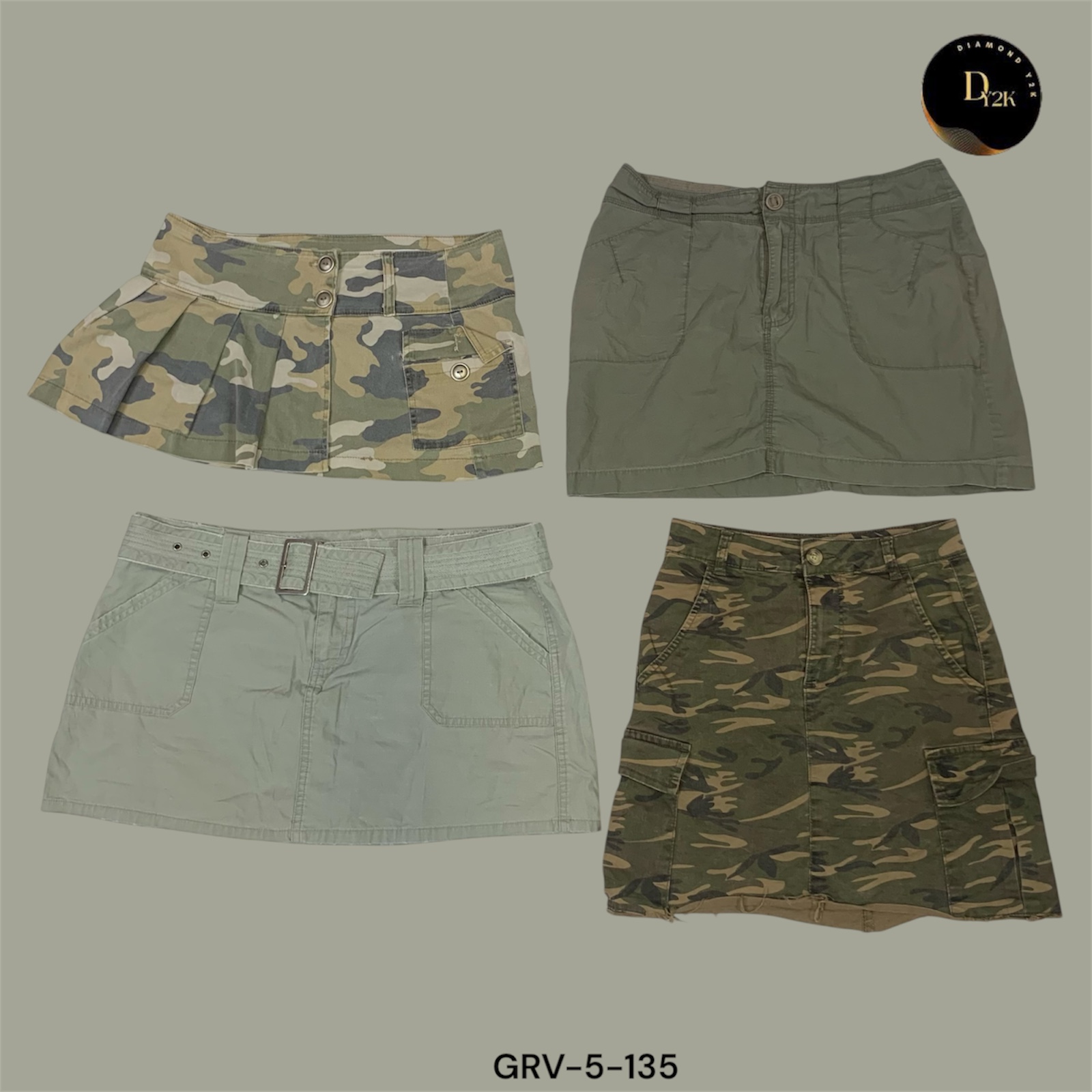 Y2K Grüne Cargo Baumwollrock – Retro Streetwear-Vibes (GRV-5-135)