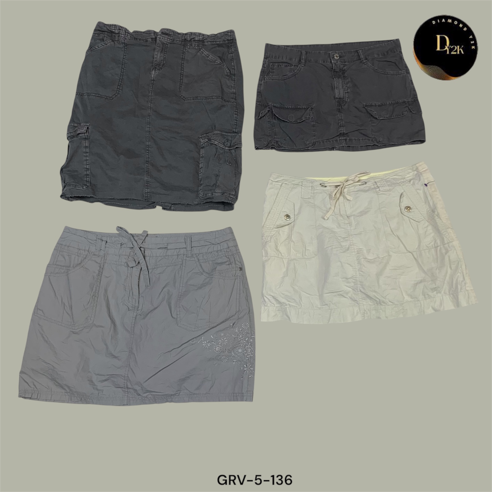 Gonna in cotone cargo Y2K – Perfetta fusione di retro e moderno (GRV-5-136)