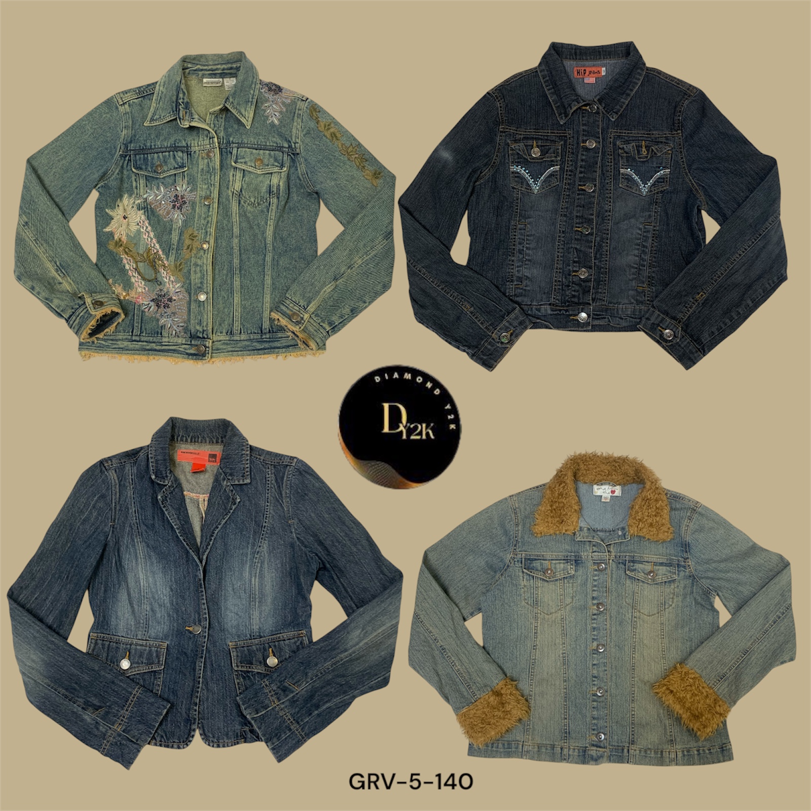 Y2K Blaue Denimjacke – Klassischer Look der frühen 2000er (GRV-5-140)