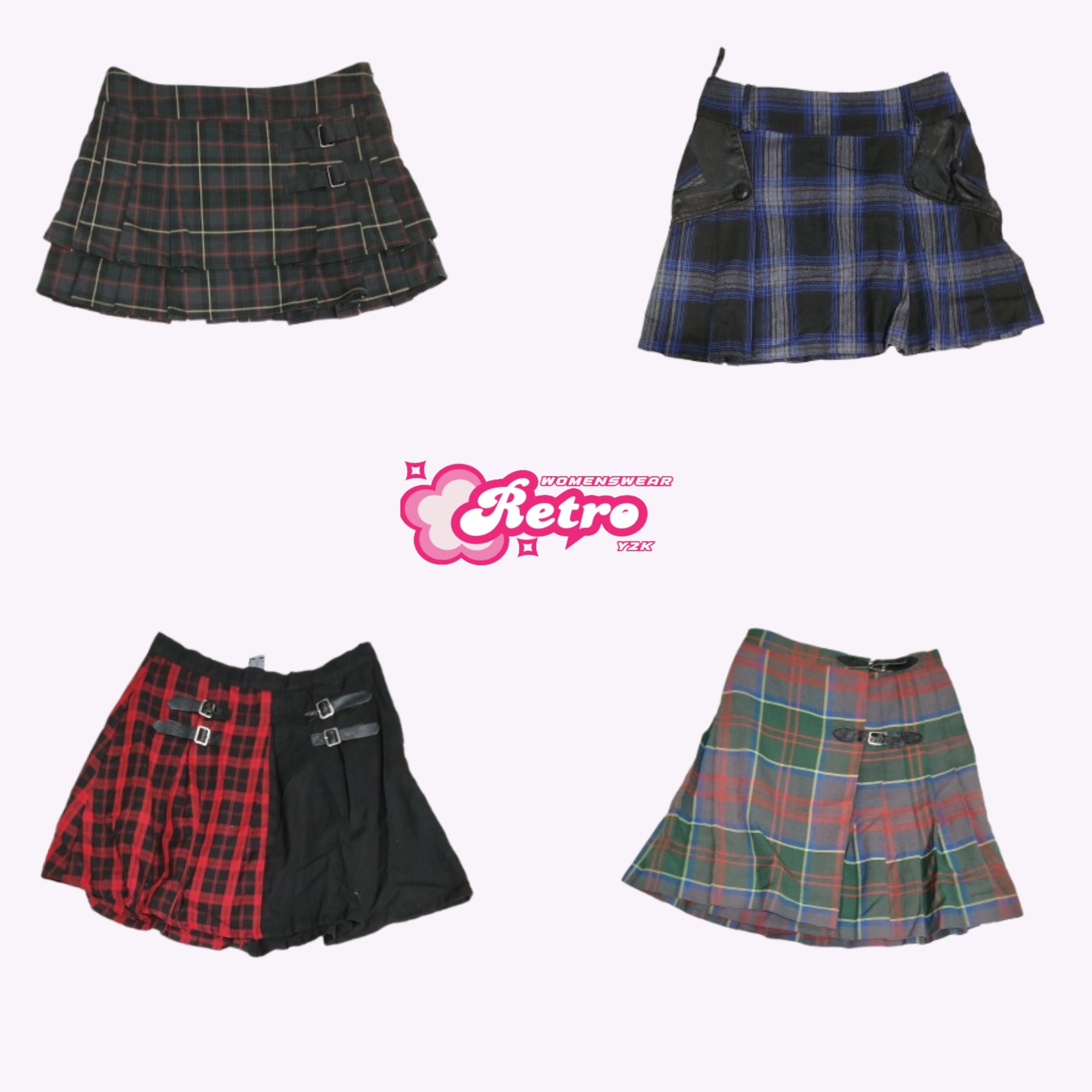 Y2k Plaid Mini Skirts (May-51)