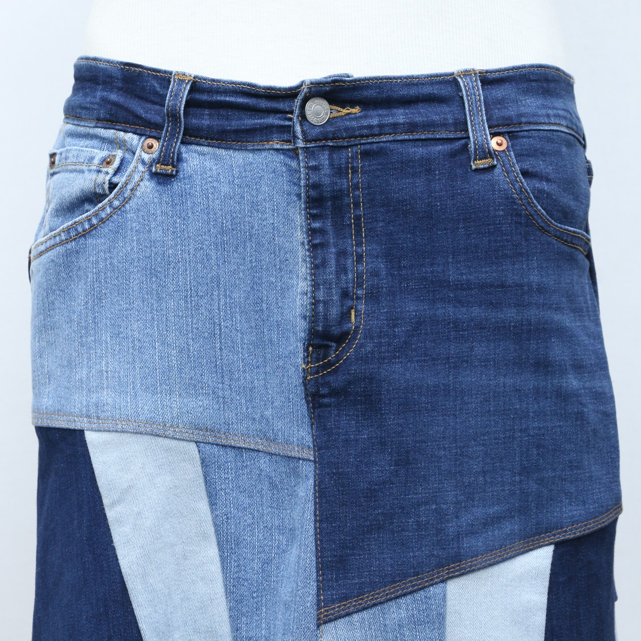 CV0115 Upcycled Levi's Three Tone Long Skirts - 20 Pcs