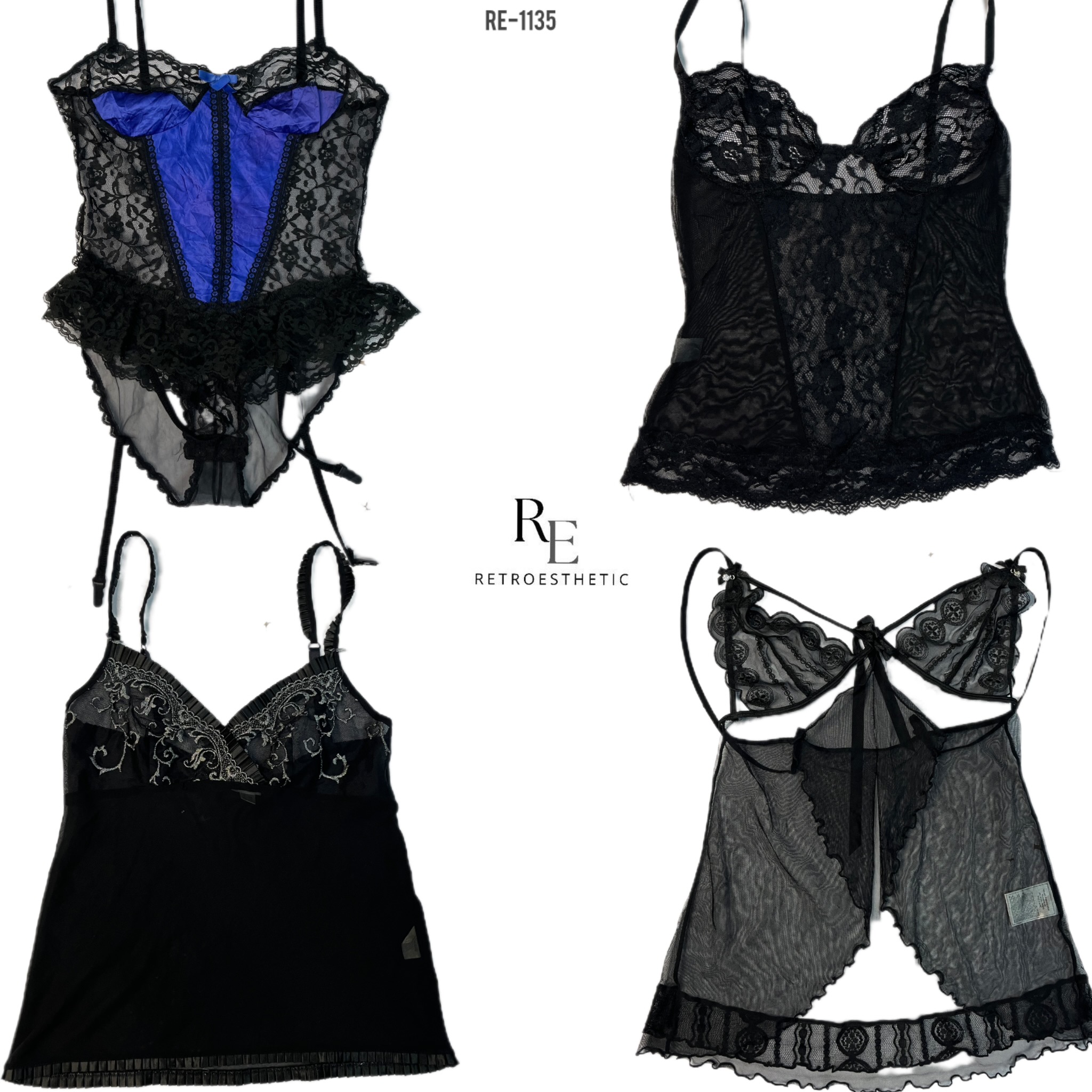 Thème de rave noir Y2K lingeries (RE-1135)