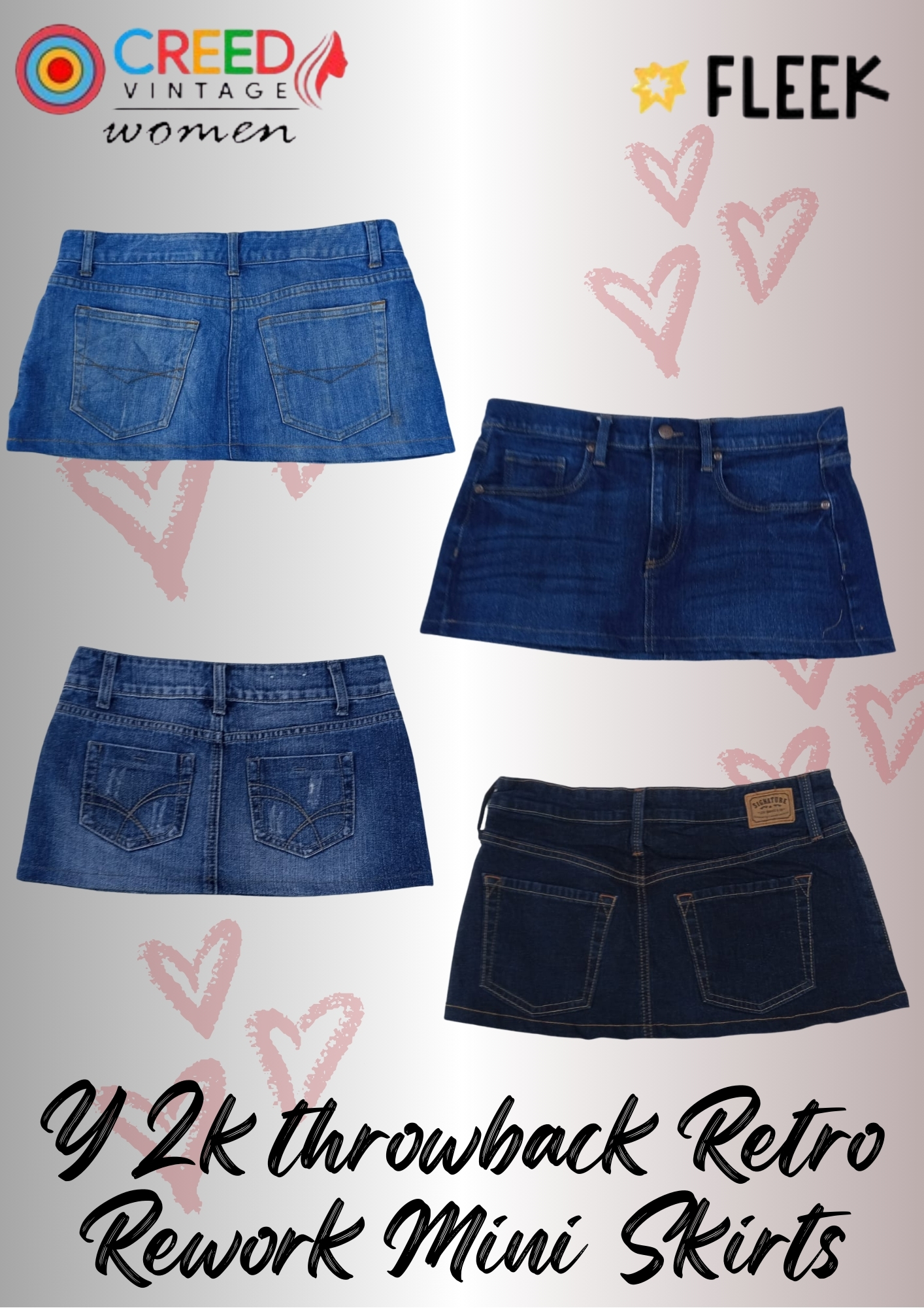 IQ0060 Y2k Throwback Retro Rework Mini Jeansröcke - 10 Stück