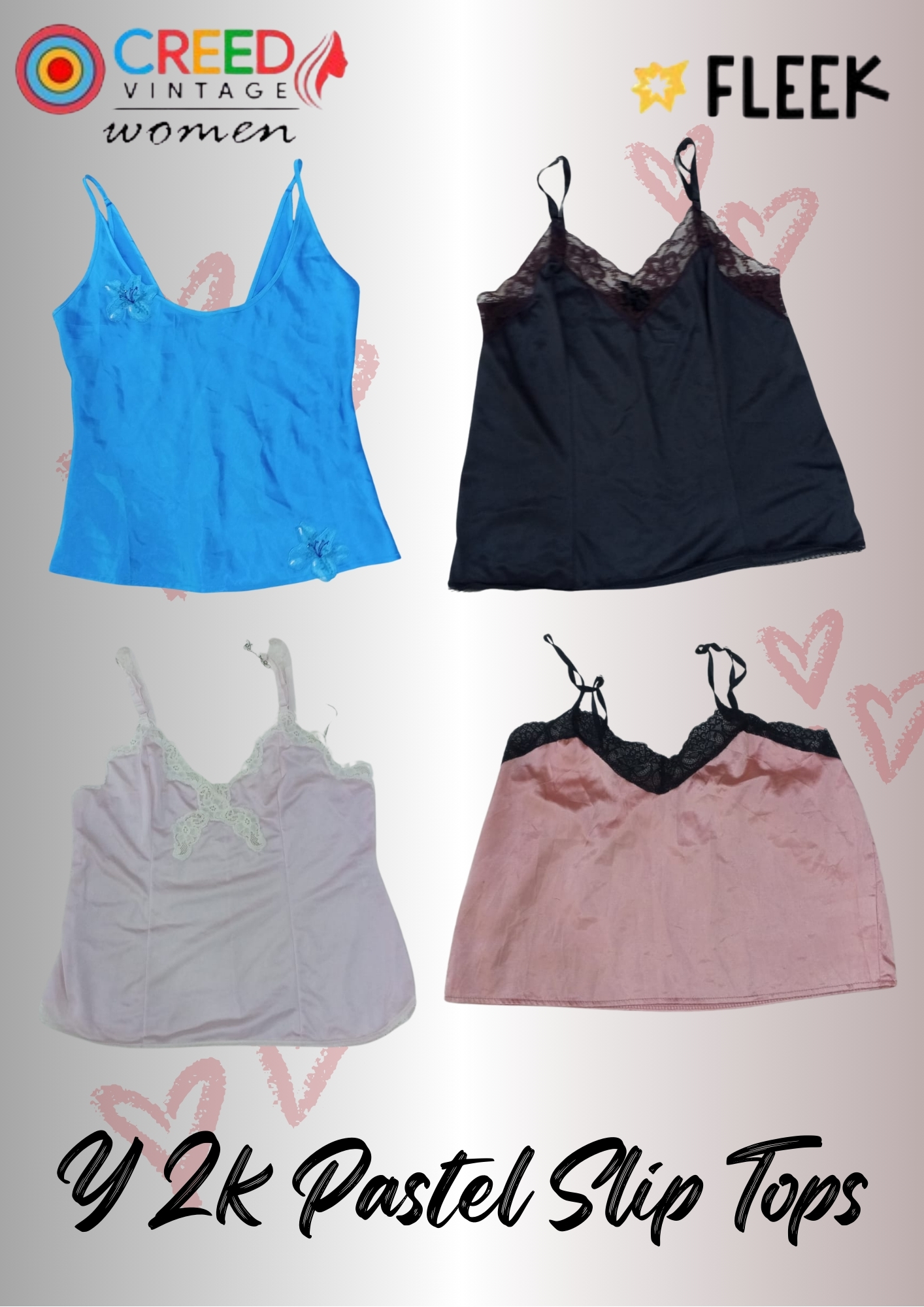 IQ0065 Y2k Pastell Slip-Tops - 10 Stück