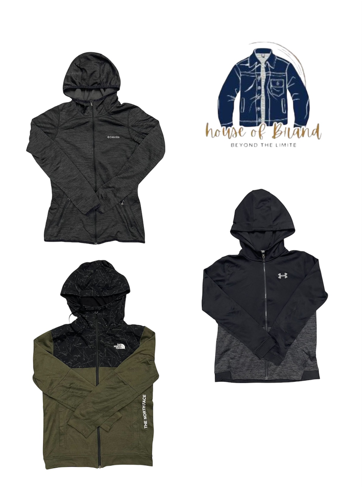 Giacca da allenamento marca Reebok, Columbia, The North Face, Under Armour