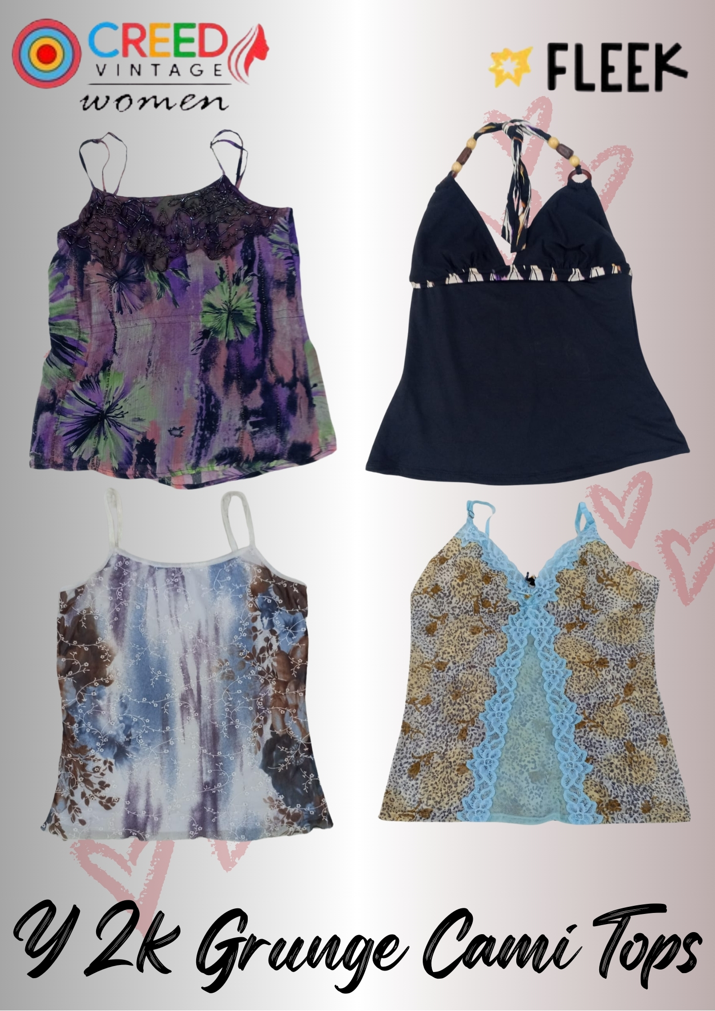IQ0069 Y2k Grunge Cami Tops - 08 Pieces