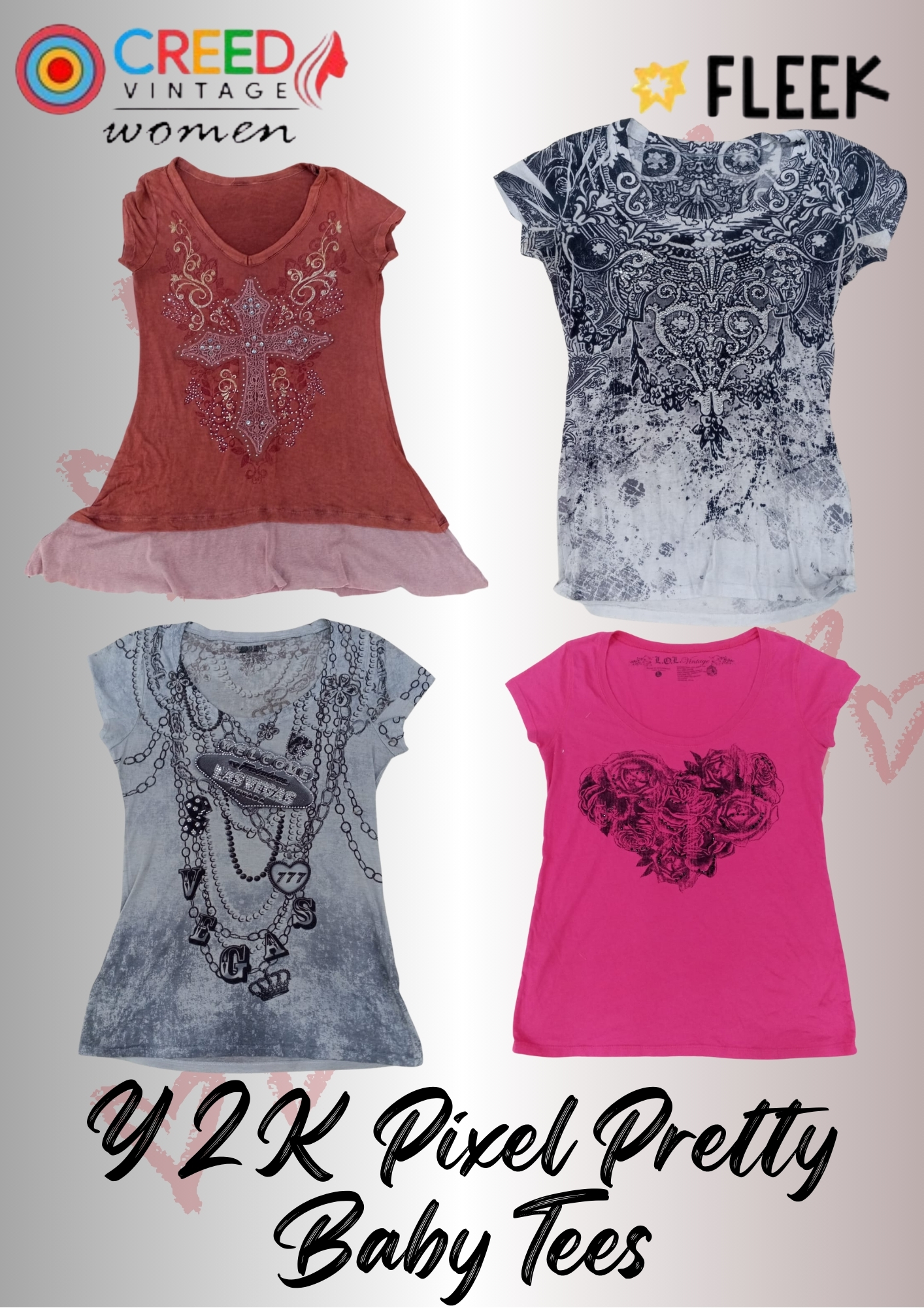 IQ0071 Y2K Pixel Pretty Baby Tees - 20 Piezas