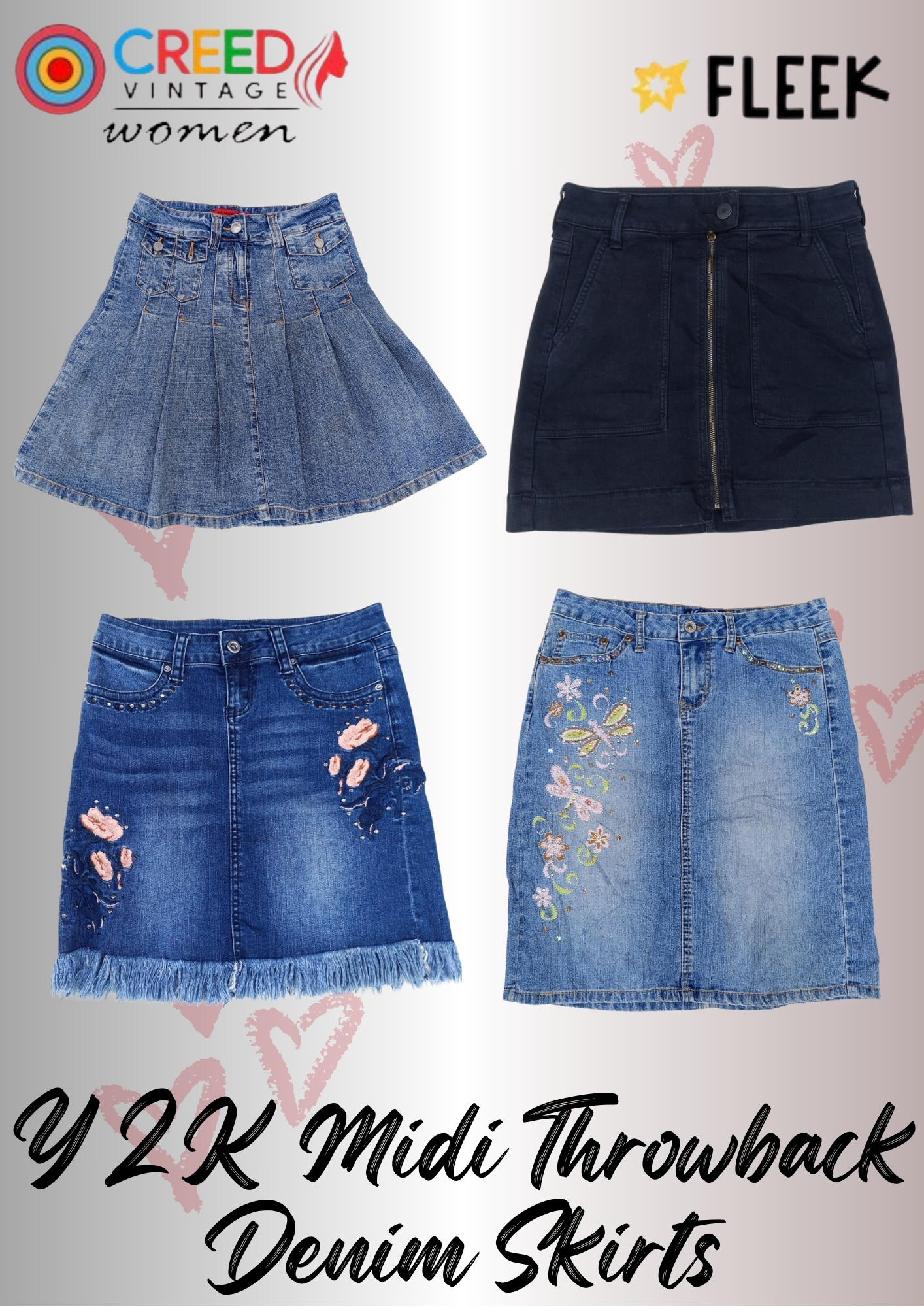 IQ0070 Y2K Midi Throwback Denim Skirts - 08 Pieces