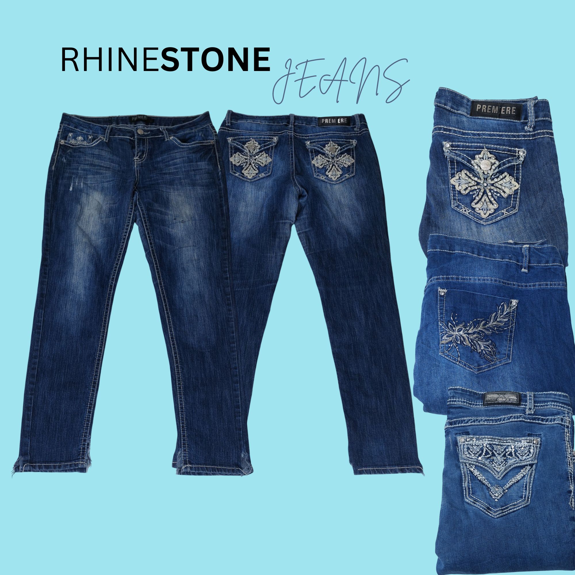 JEANS COM RIVETES PARA MULHERES