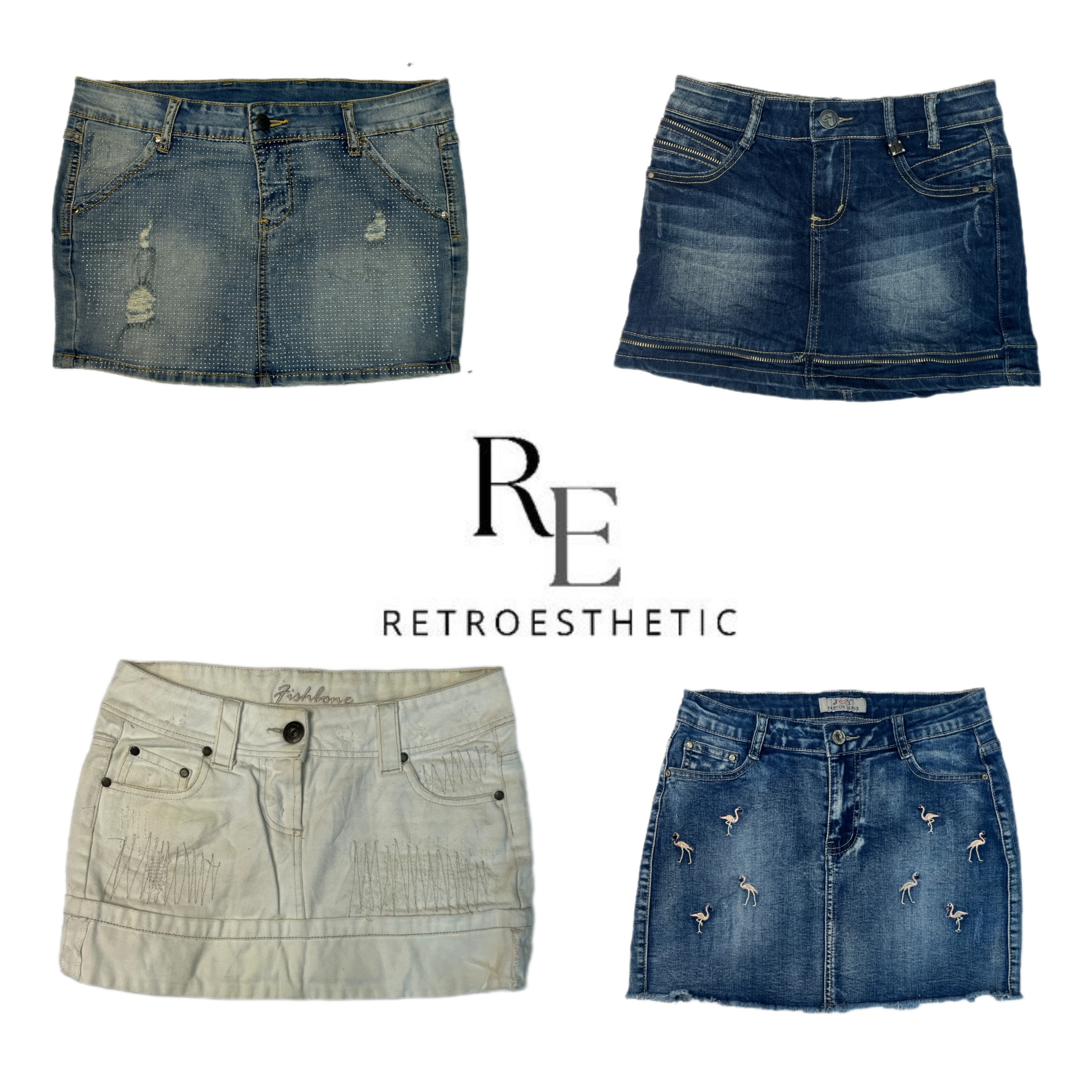 Y2k Denim Mini Skirts (RE-1148)