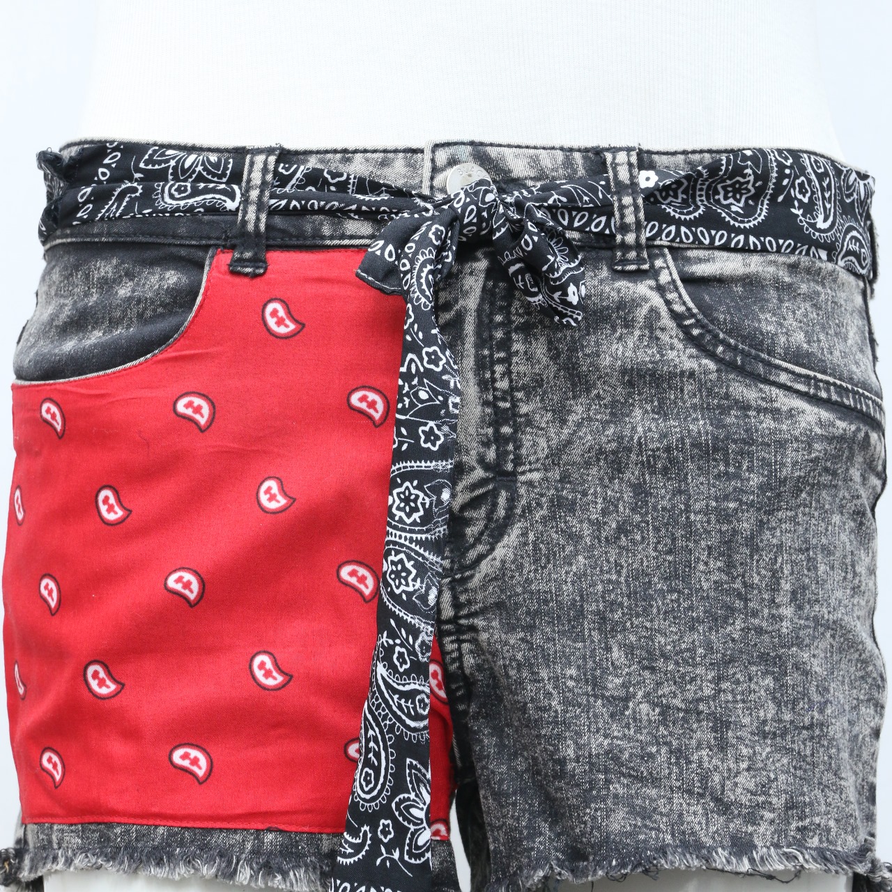 CV0127 Upcycled Ladies Bandana Patch Shorts - 20 Pcs