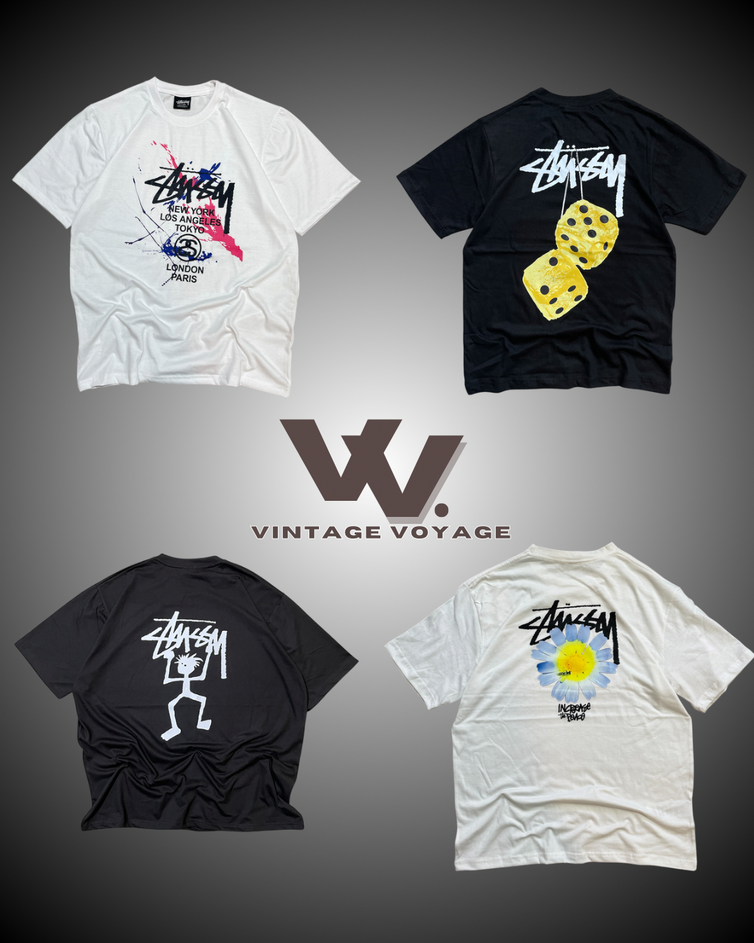 T-shirts estilo rework da Stüssy MOQ 20 peças #24525