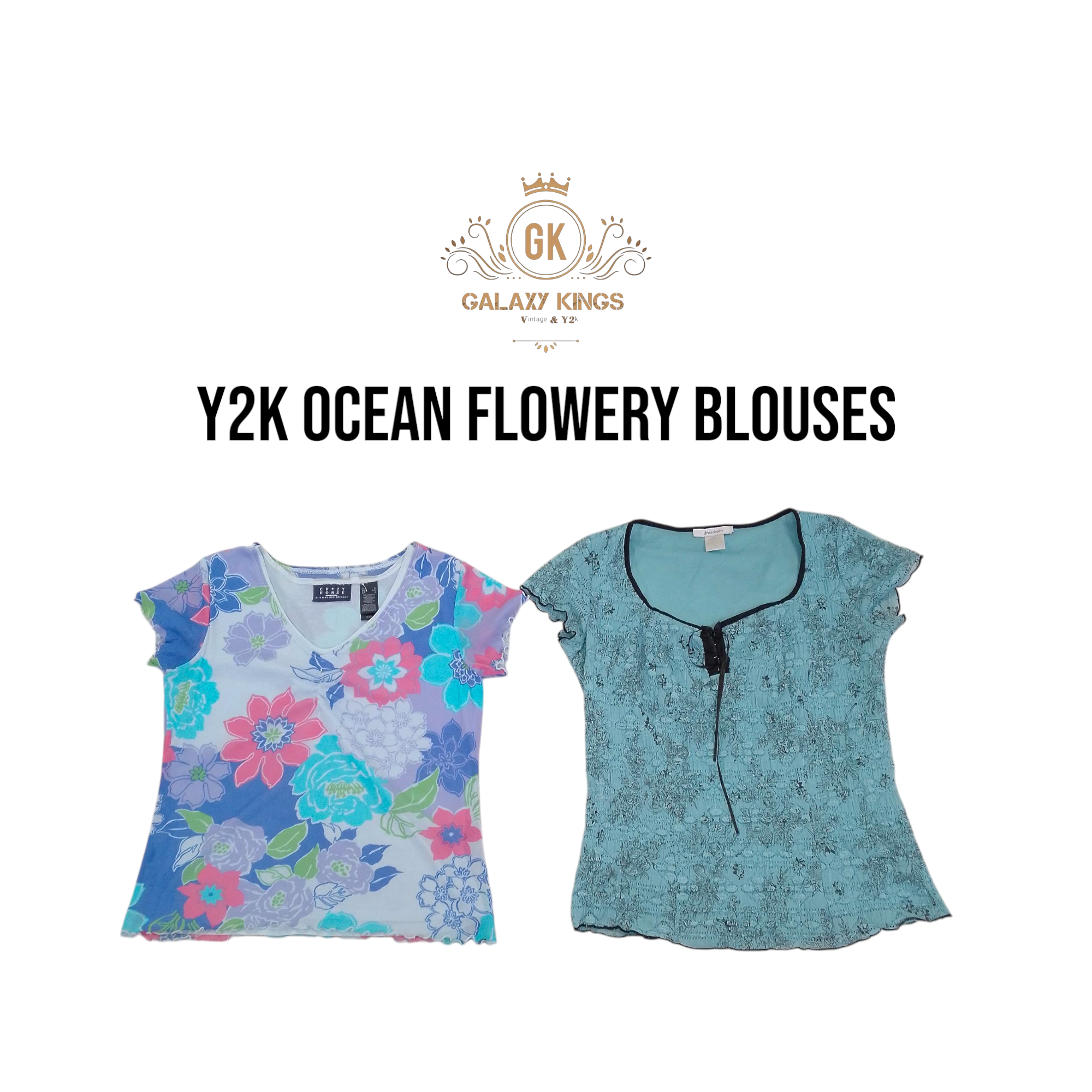 Y2k Ozean Blumige Blusen