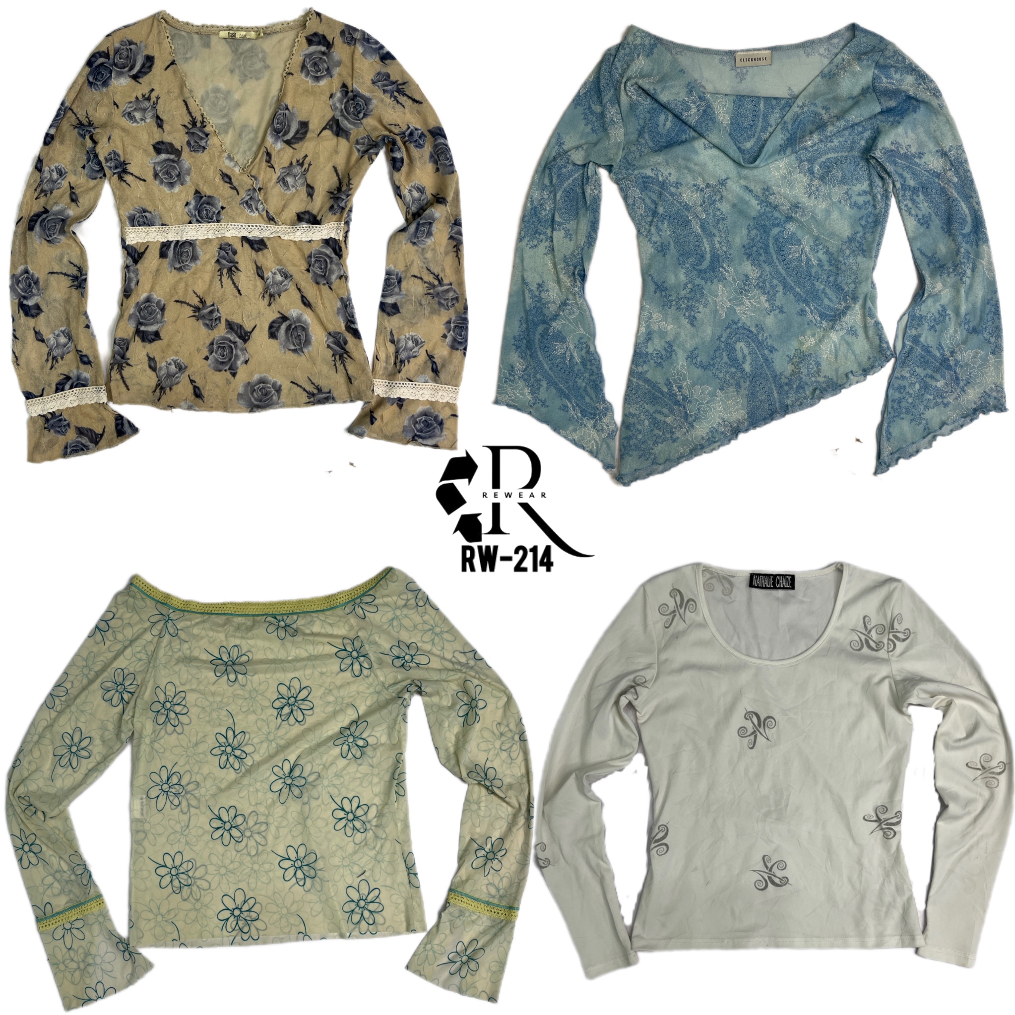 Y2K Soft Girl Era Full Sleeve Mix Mesh Tops (RW-214)