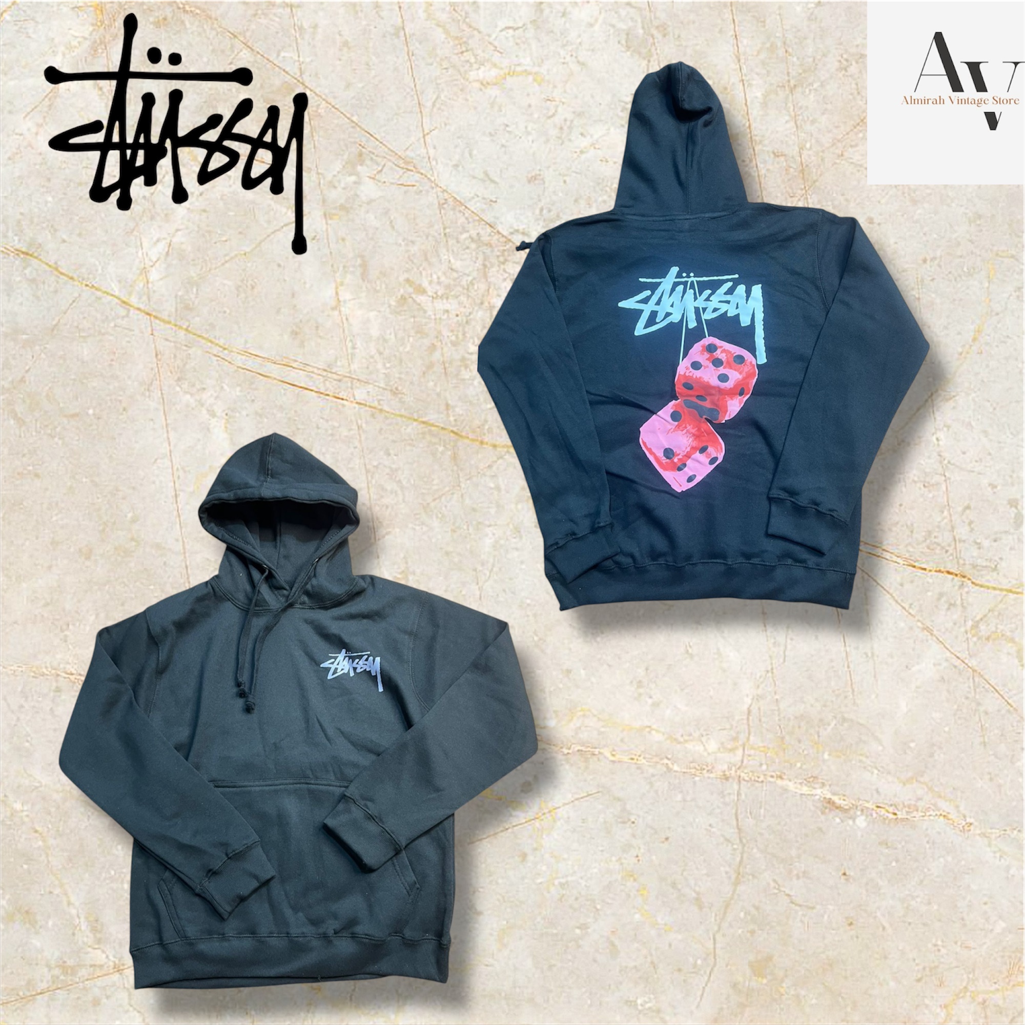 Stussy rework style pink dice hoodies