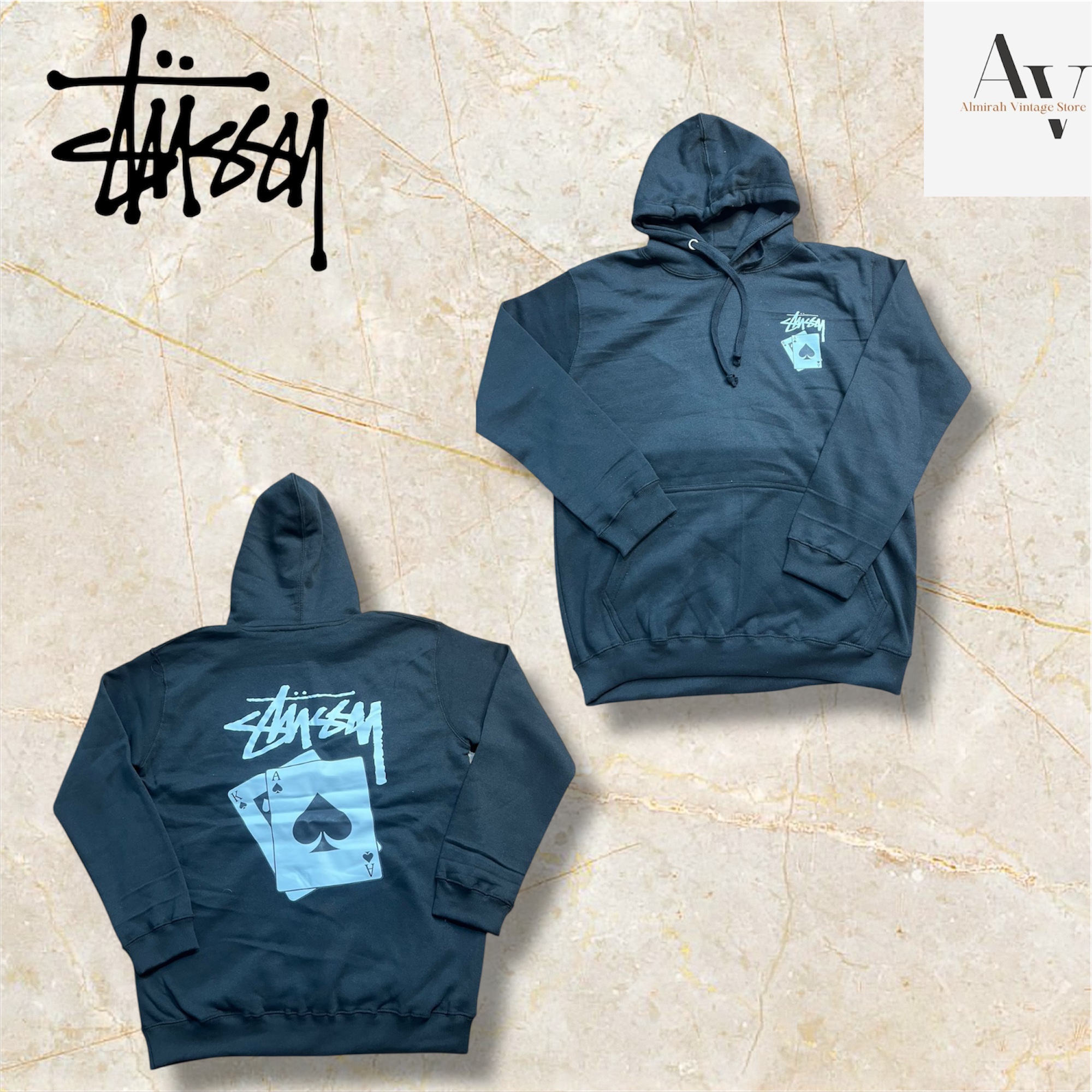 Stussy rework style pocker card hoodies