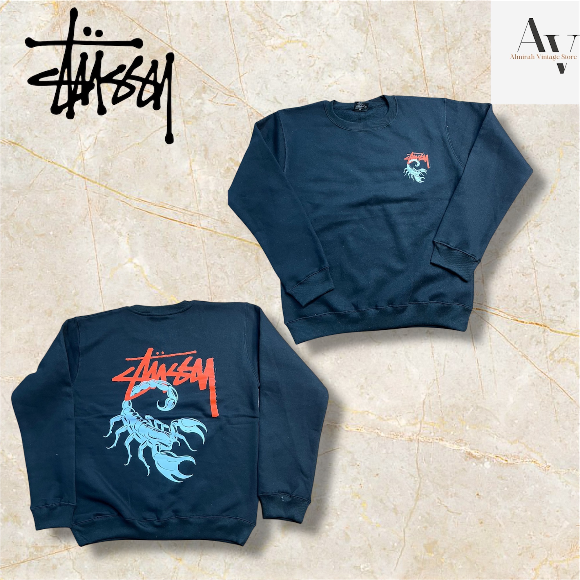 Stussyリワークスタイルのスコーピオンスウェットシャツ
