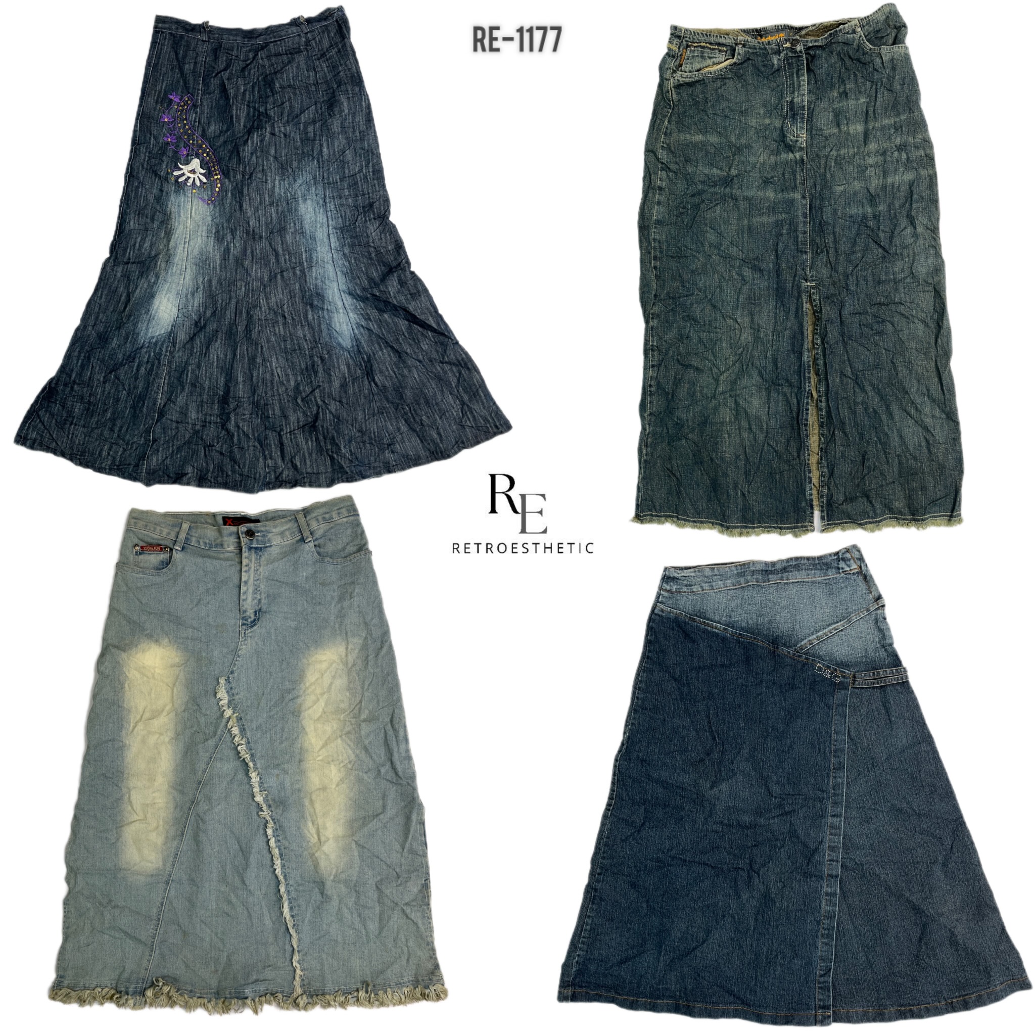 Y2K IT Girl Denim Maxi Skirts (RE-1177)