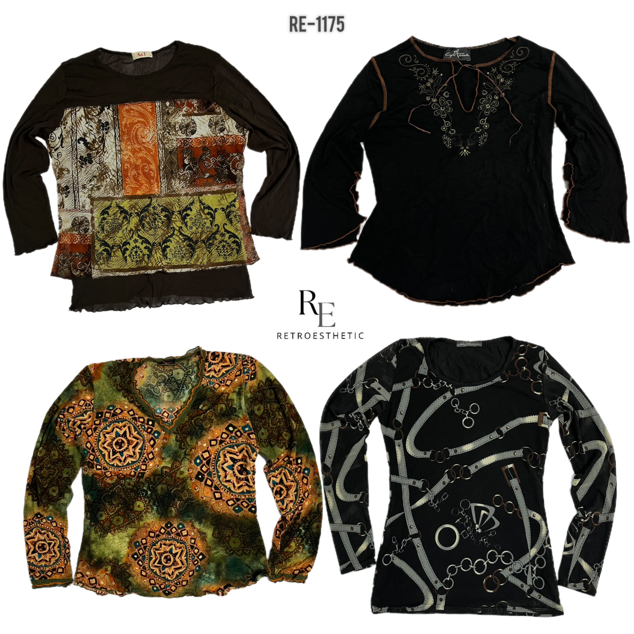 Y2K Whimsy Gothic Top a Maniche Piene (RE-1175)