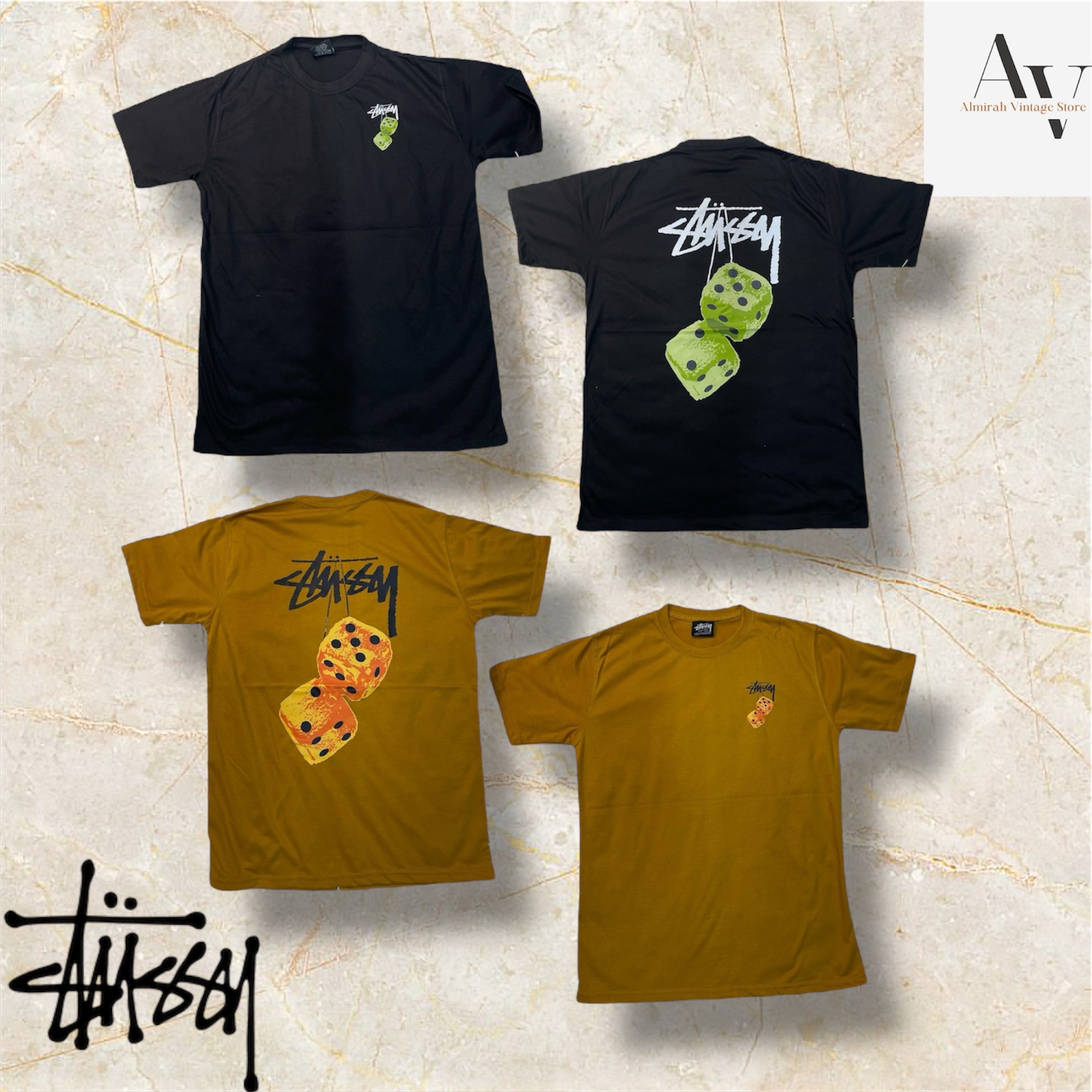 Stussy rework style dice t shirts