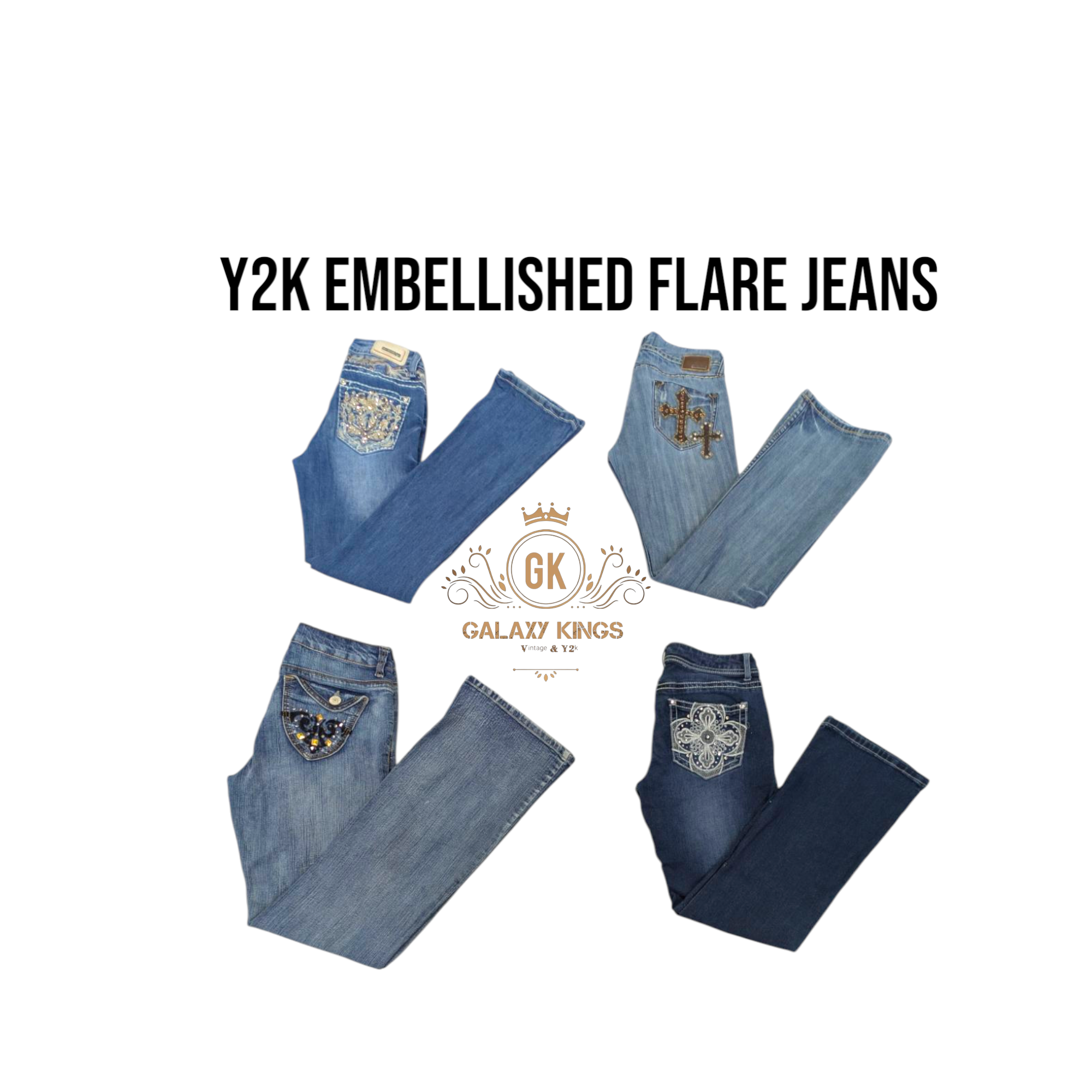 Y2K verzierten Schlagjeans