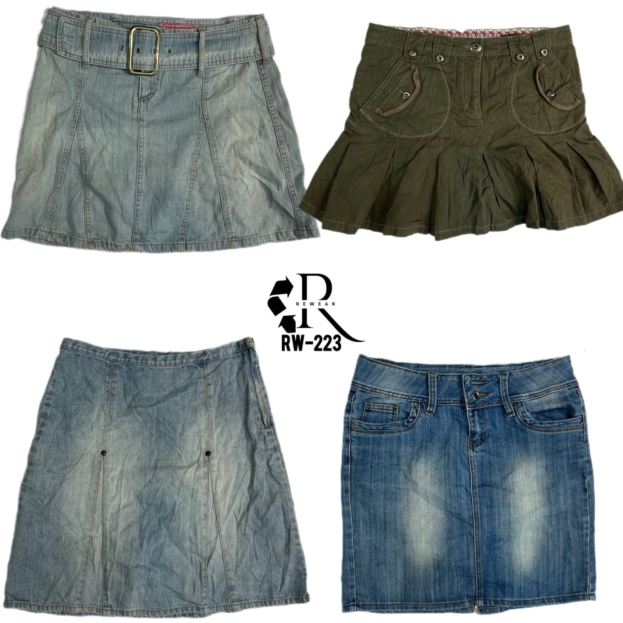 Gonna mini in denim dell'era Britney Y2K (RW-223)