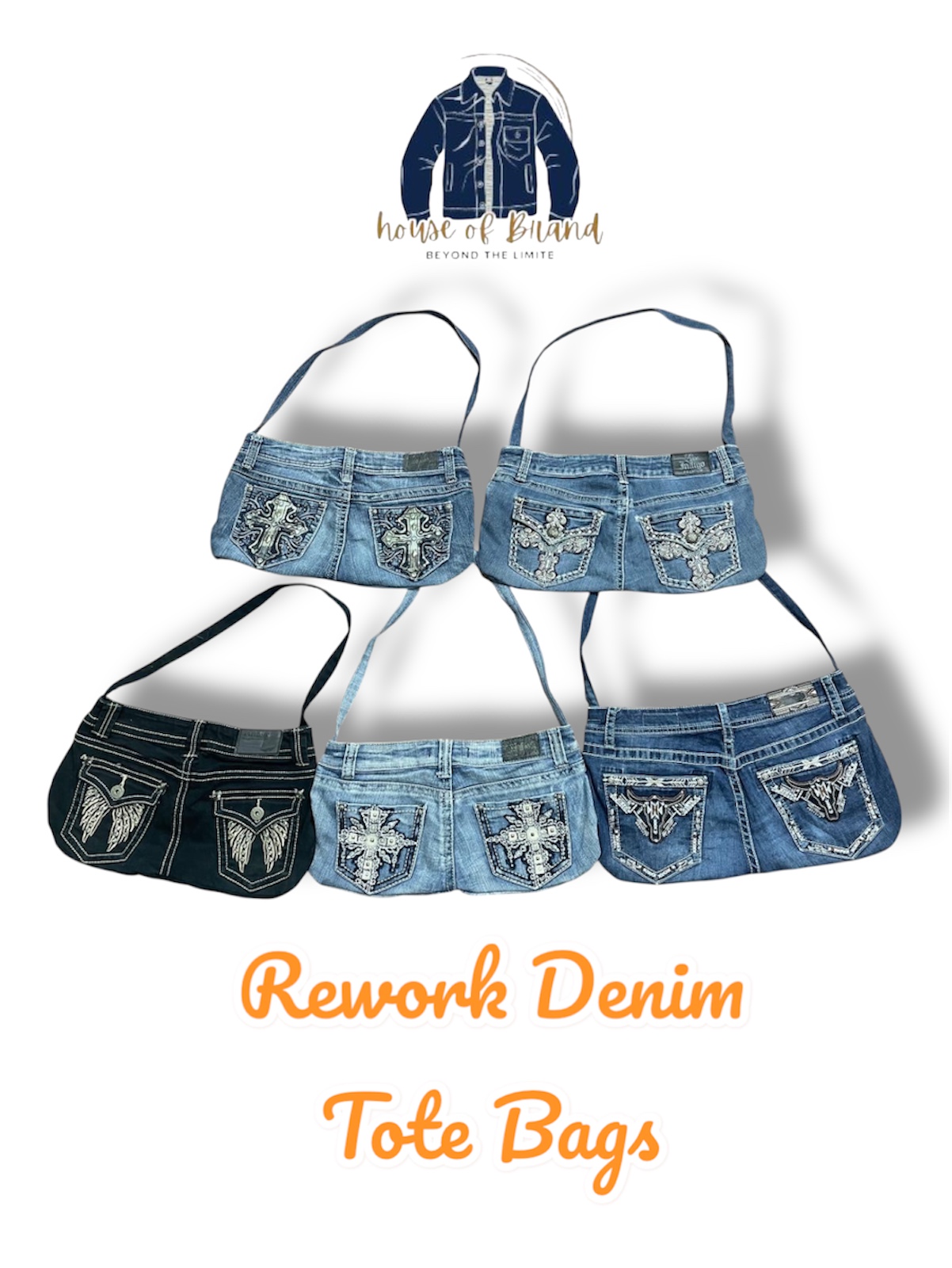 Bolsas de diseño de dos bolsillos de denim Rework
