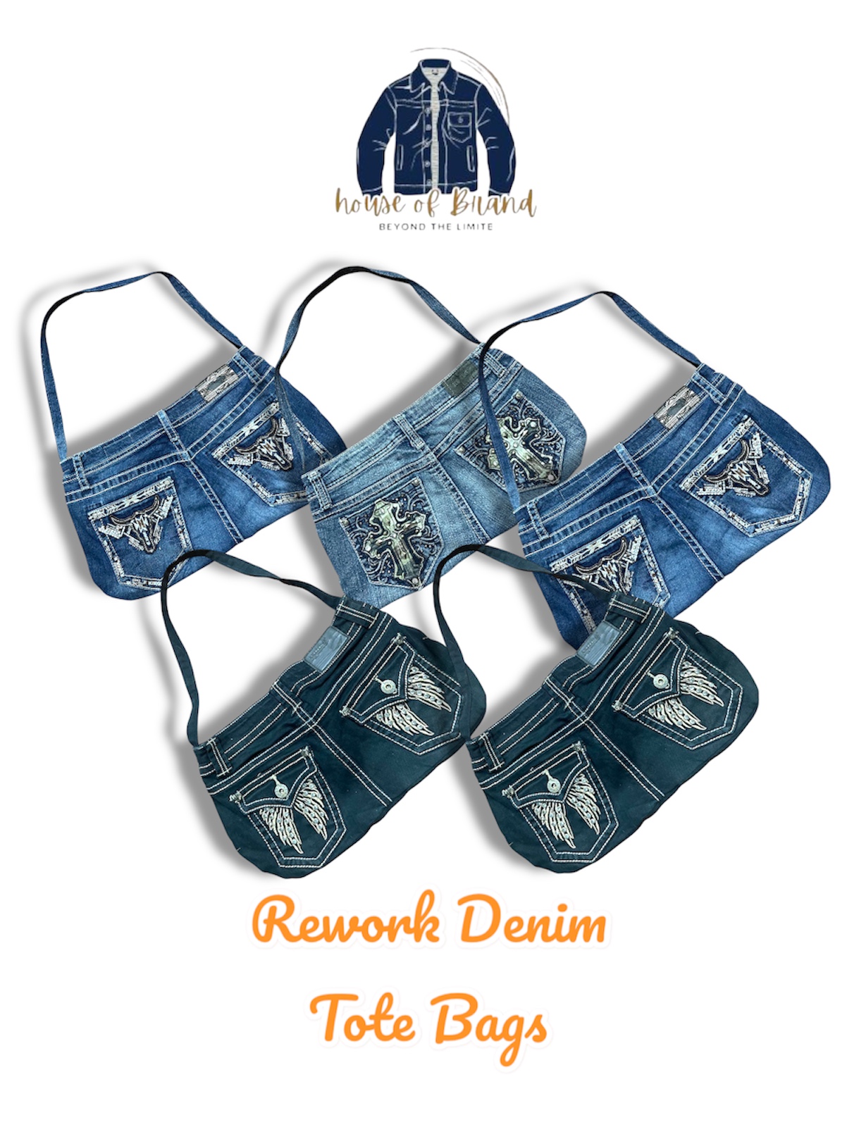 Rework Denim Two Pocket Design Bags 50 pieces
