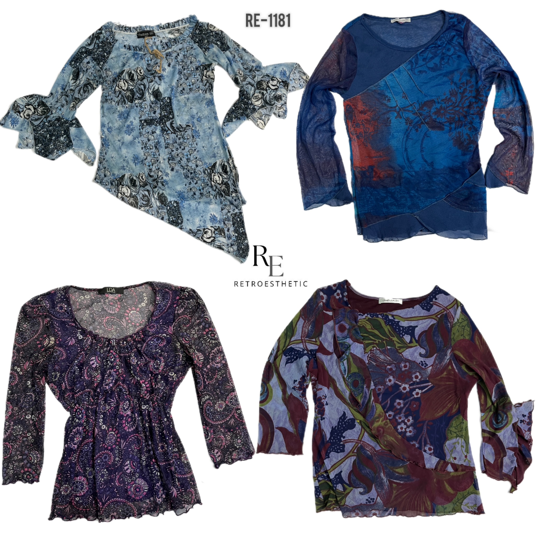 Y2K Pretty Unique Full Sleeve Mesh Tops (RE-1181)