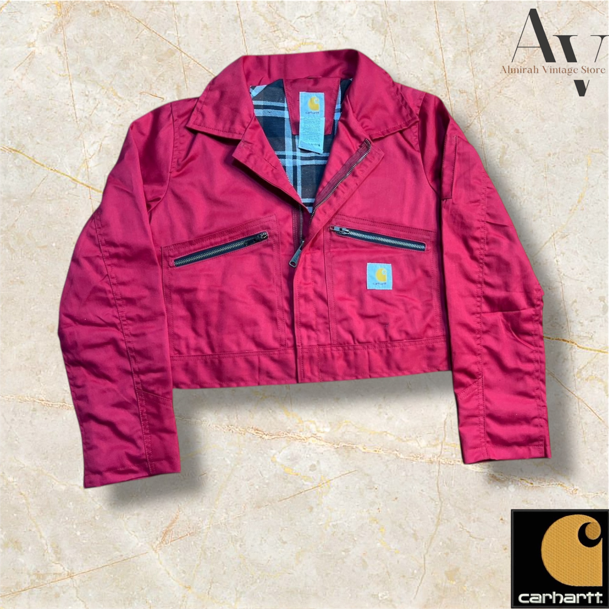 Carhartt Rework Style rote Damen kurz geschnittene Jacken