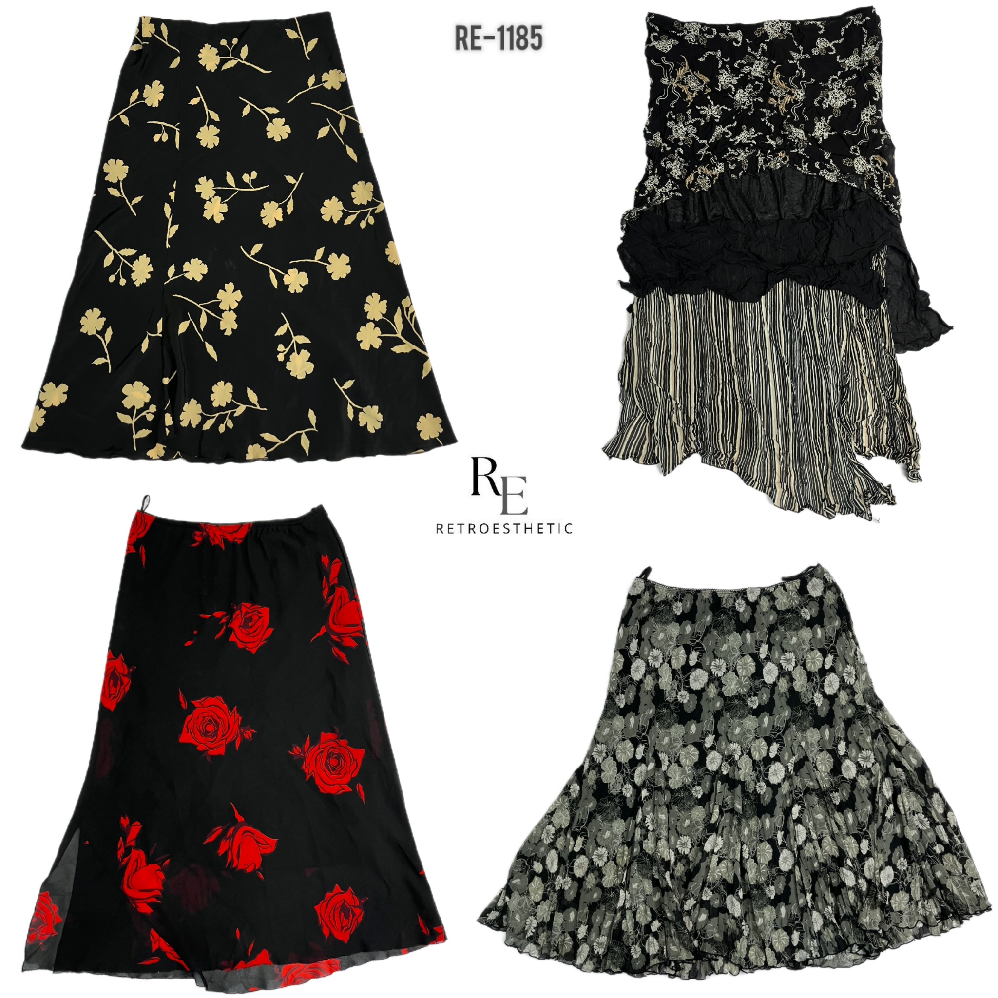 Y2K Unique Floral Poly Skirts (RE-1185)