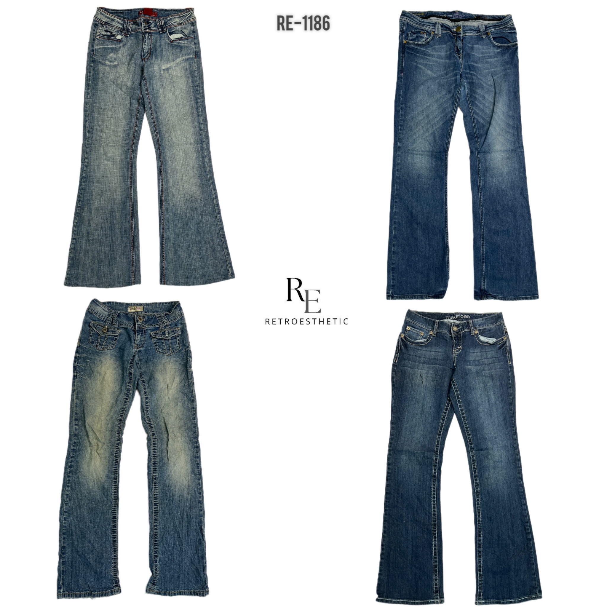 Jean en denim de l'ère Cyber Girl Y2K (RE-1186)
