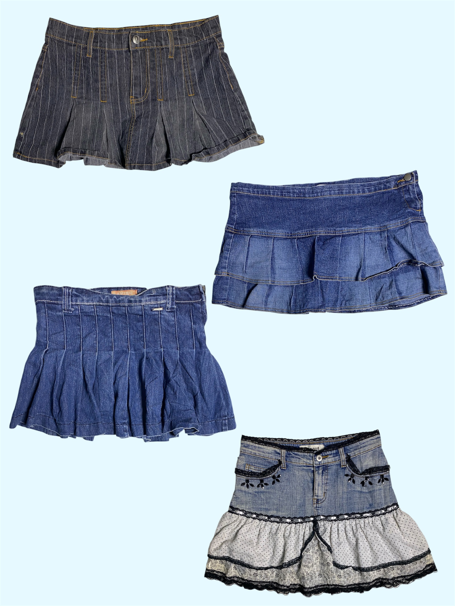 Gonne di jeans Y2K con plissettature e attitudine (TS-581)