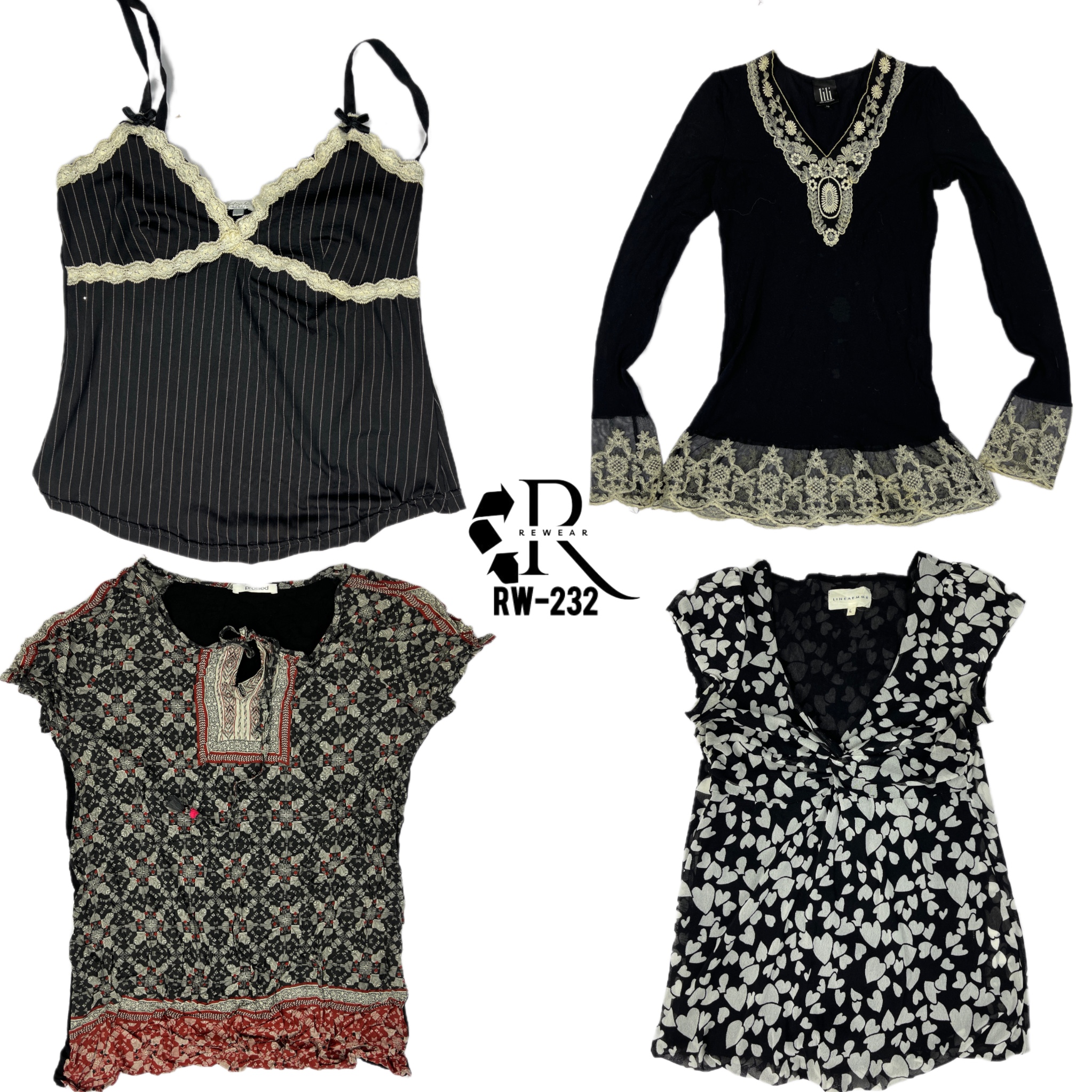 Y2K All Black Gothic Mix Tops (RW-232)