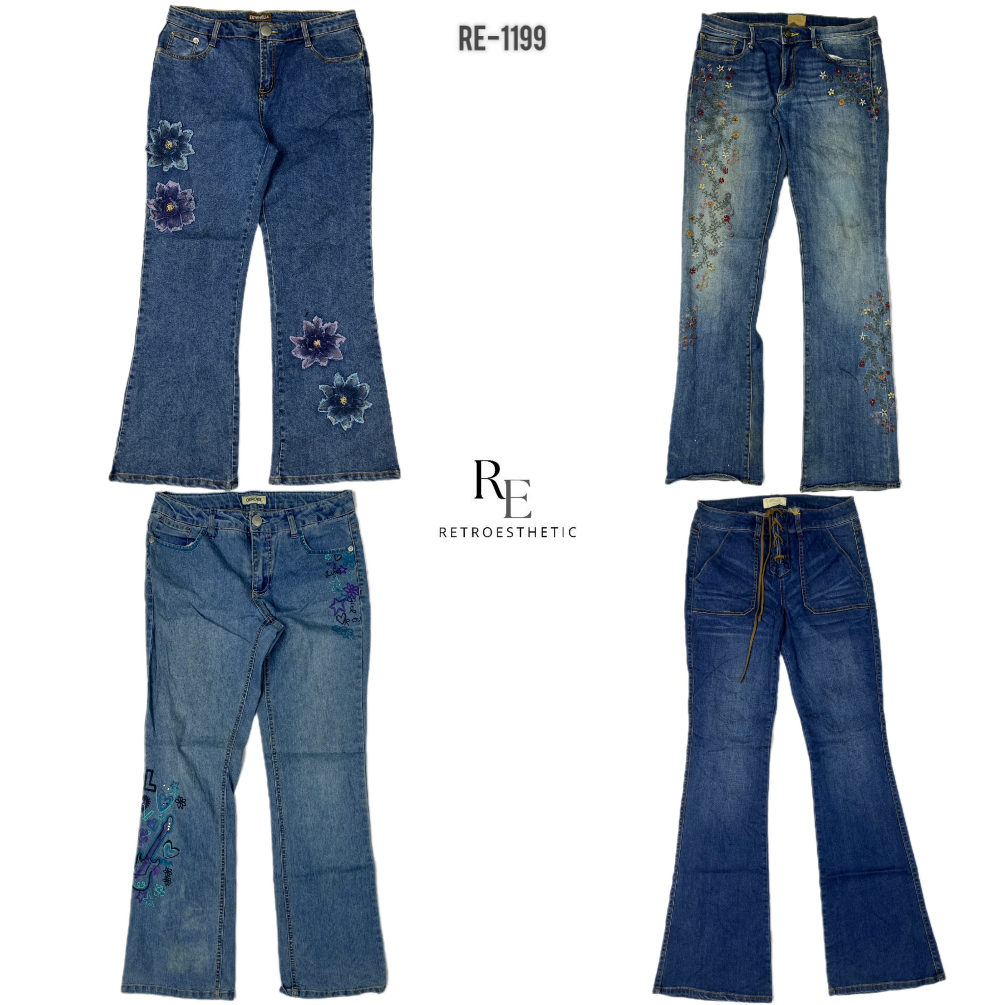 Y2K IT Girl Unique Denim Jeans (RE-1199)
