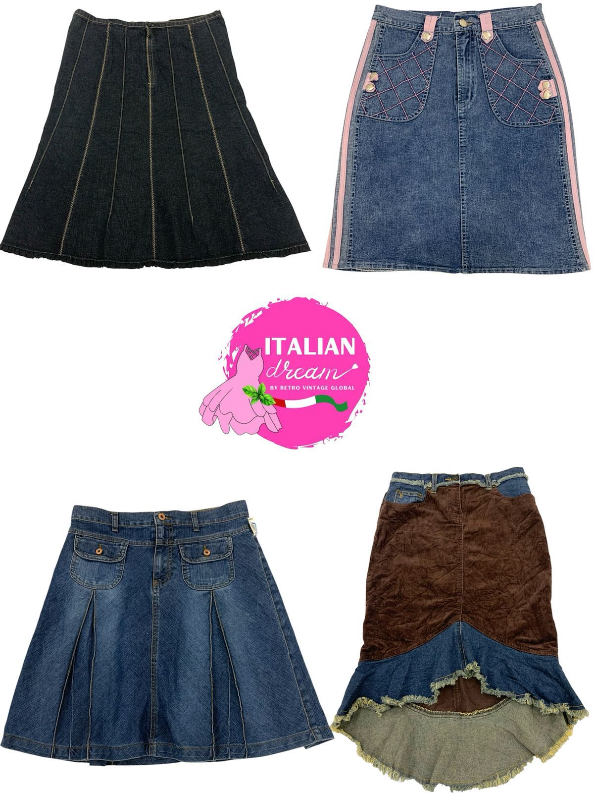 Jupes midi en denim uniques Y2K
