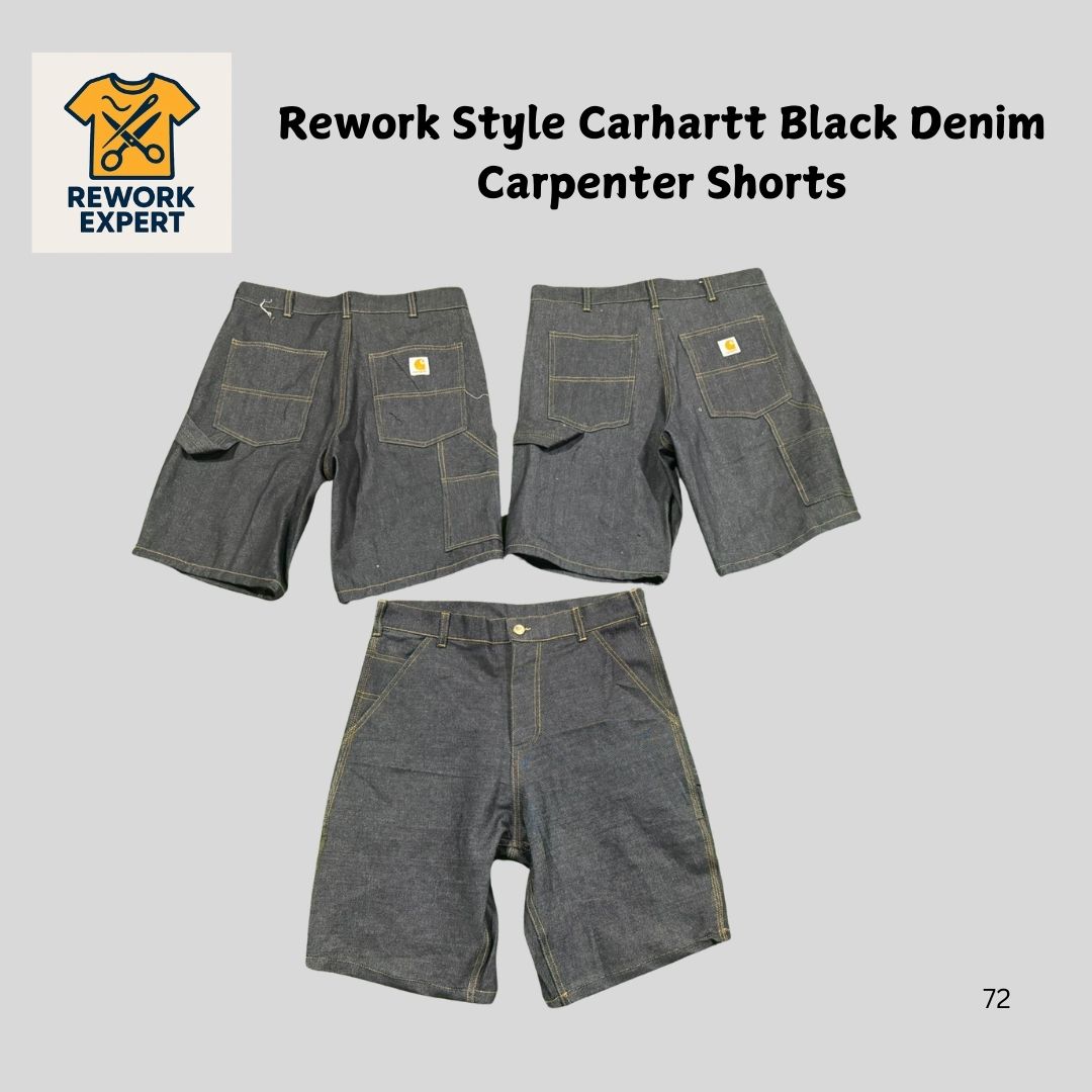 Rework Style Carhartt Black Denim Carpenter Shorts