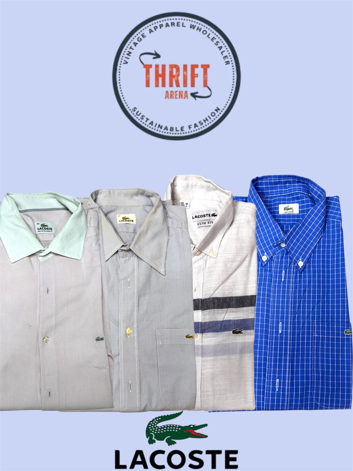 T1048 Lacoste Button Up Cotton Shirts 9PCs