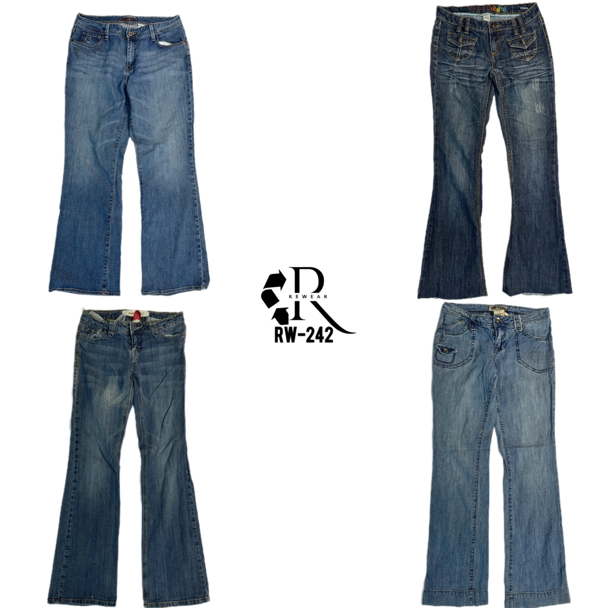 Y2K Denim Unique Flared Jeans ( RW-242)