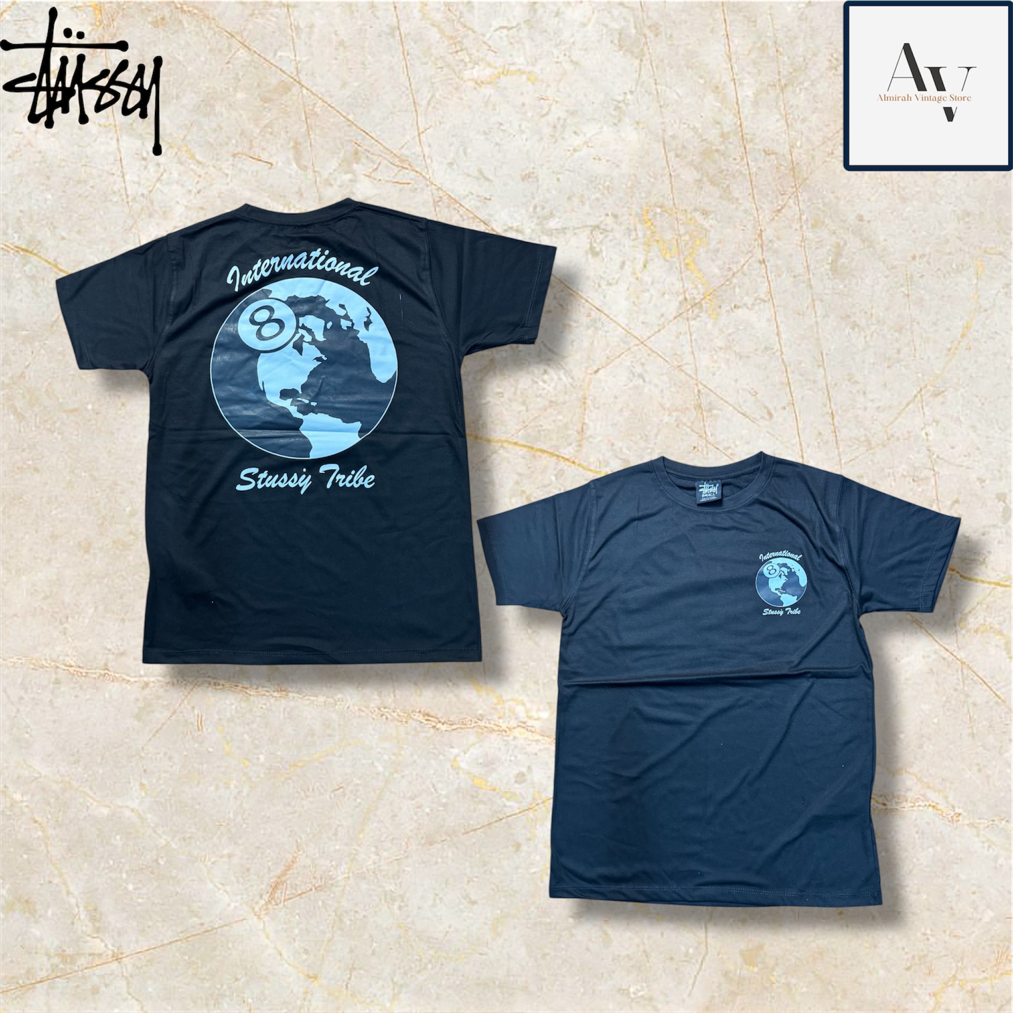 Stussy rework style IST 40th Anniversary black t shirts