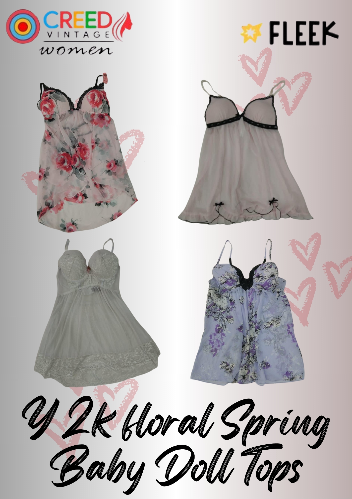IQ0124 Y2k floral Spring Baby Doll Tops - 08 Pieces