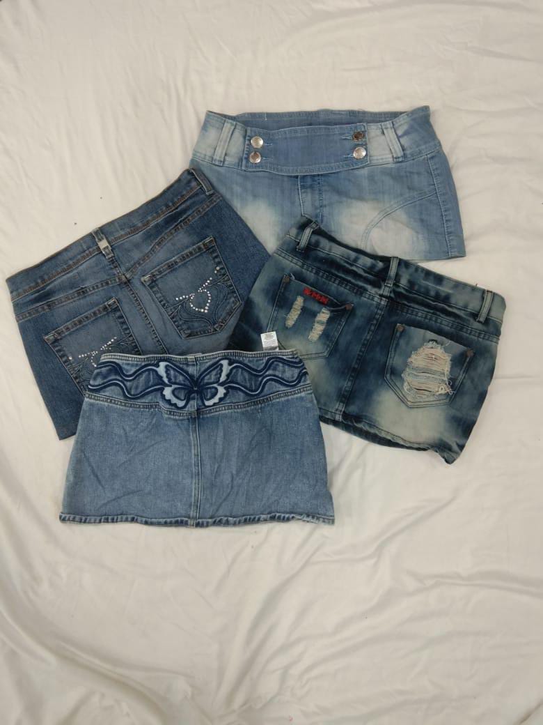 IQ0125 Y2K Micro Mini Saias de Jeans - 08 Peças