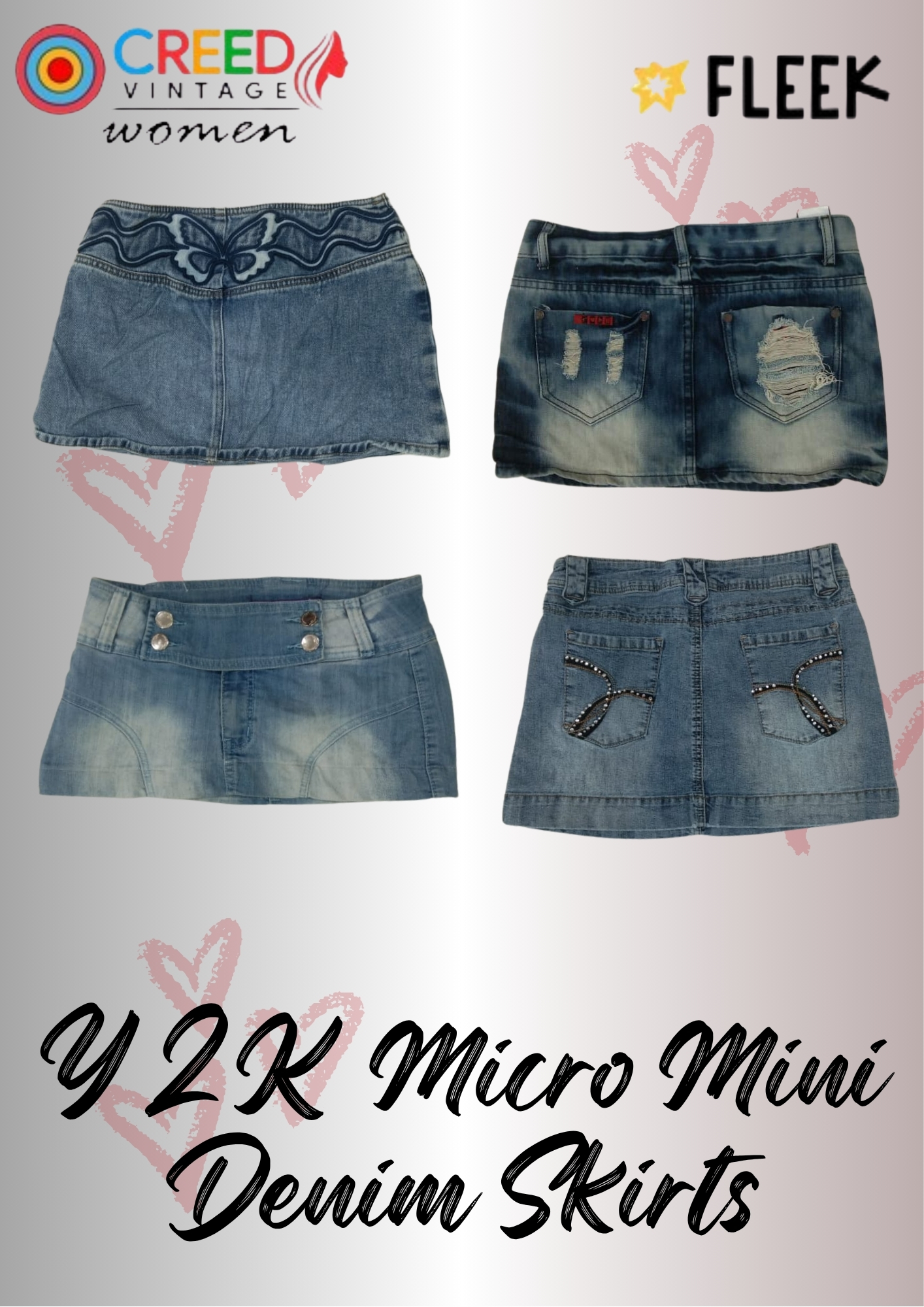 Jupes en denim Micro Mini Y2K IQ0125 - 08 pièces