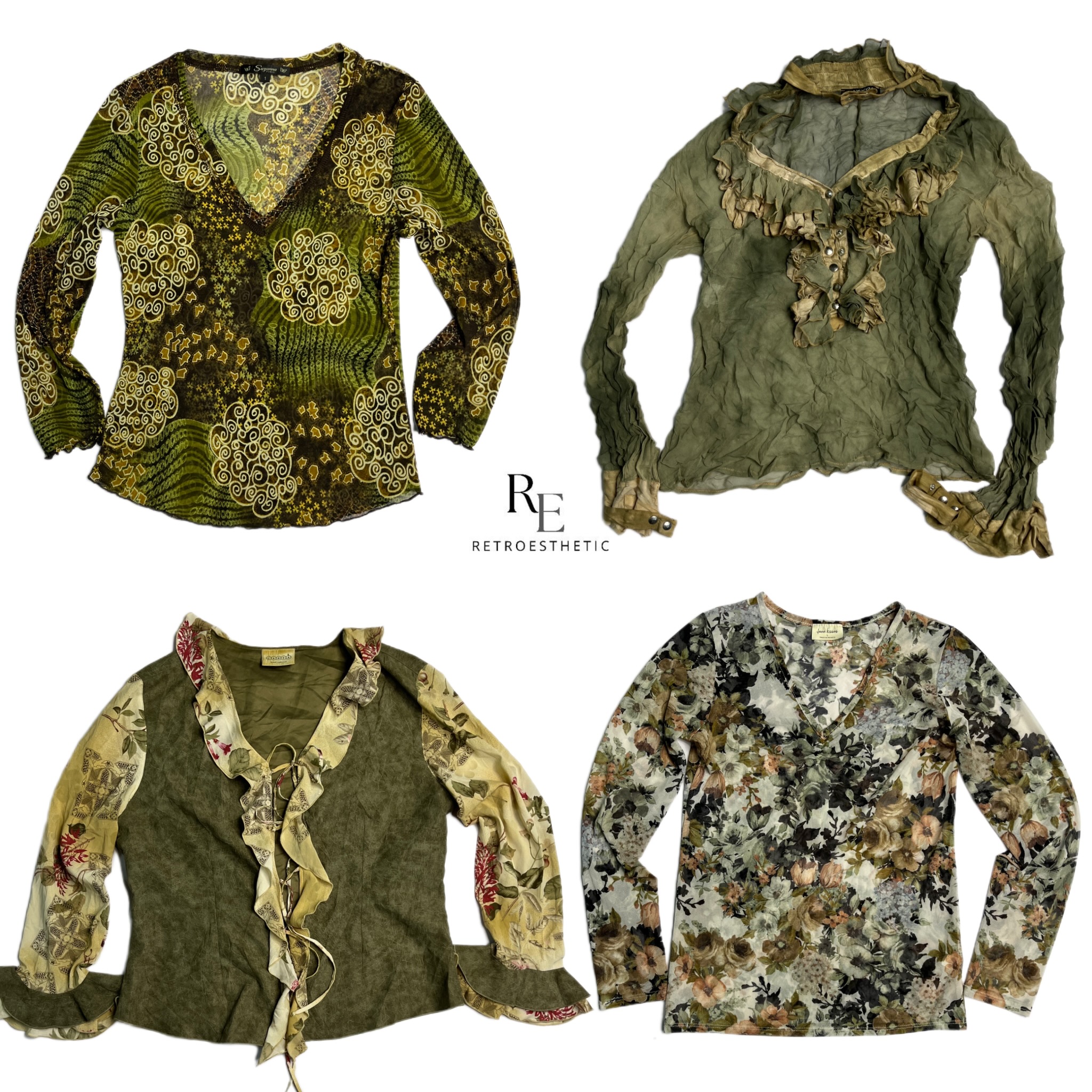 Tops à manches longues Y2K Grunge Green Vibe (RE-1219)