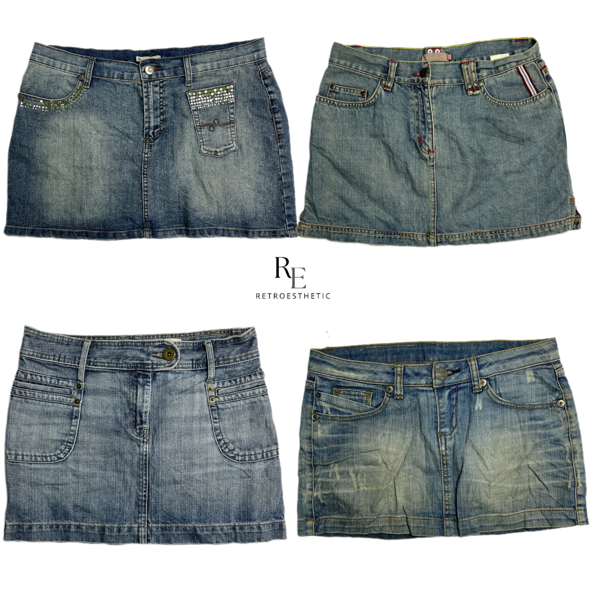 Y2K IT Girl Denim Micro Mini Skirts (RE-1217)