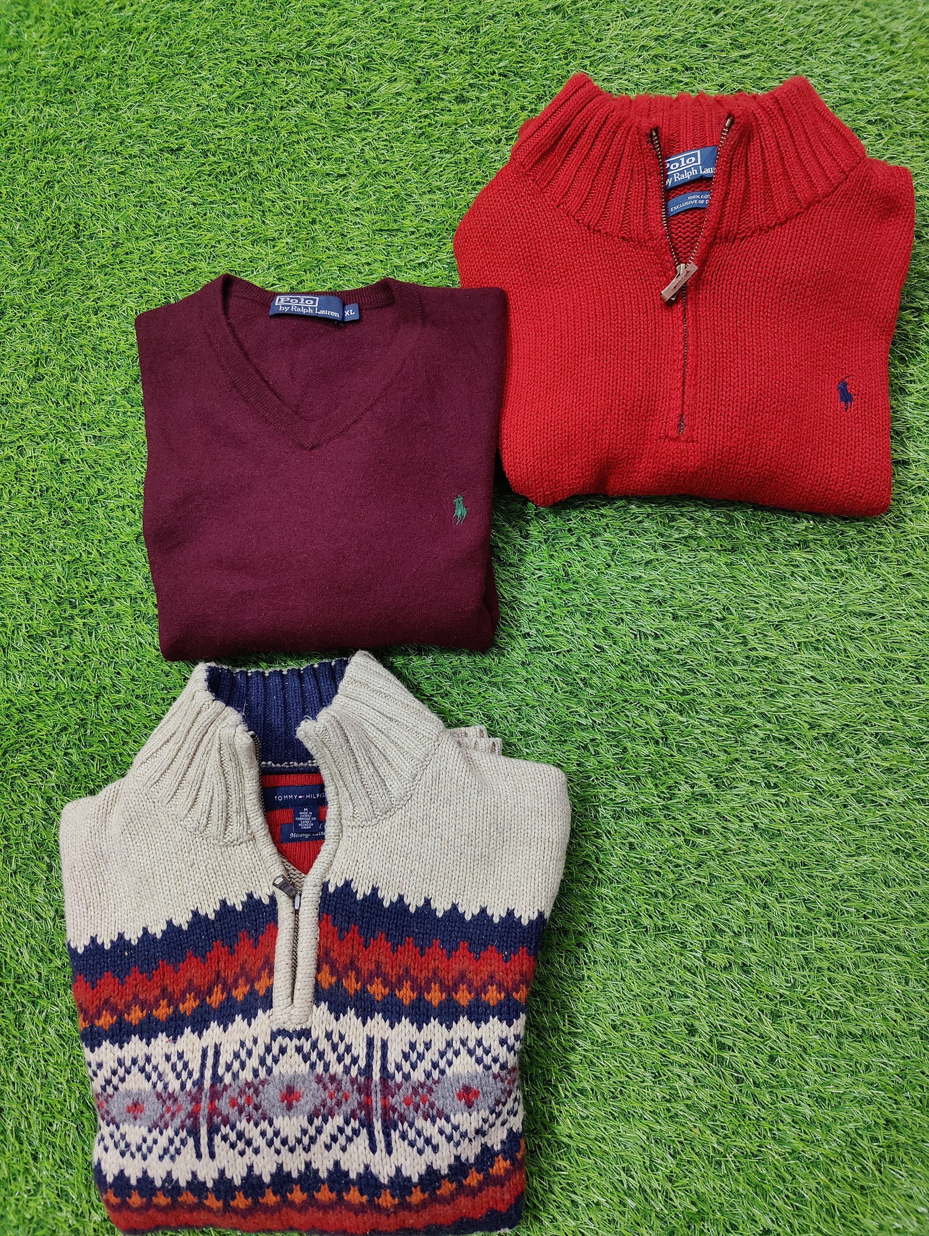 Mixed branded 1/4 zips and crew neck sweater