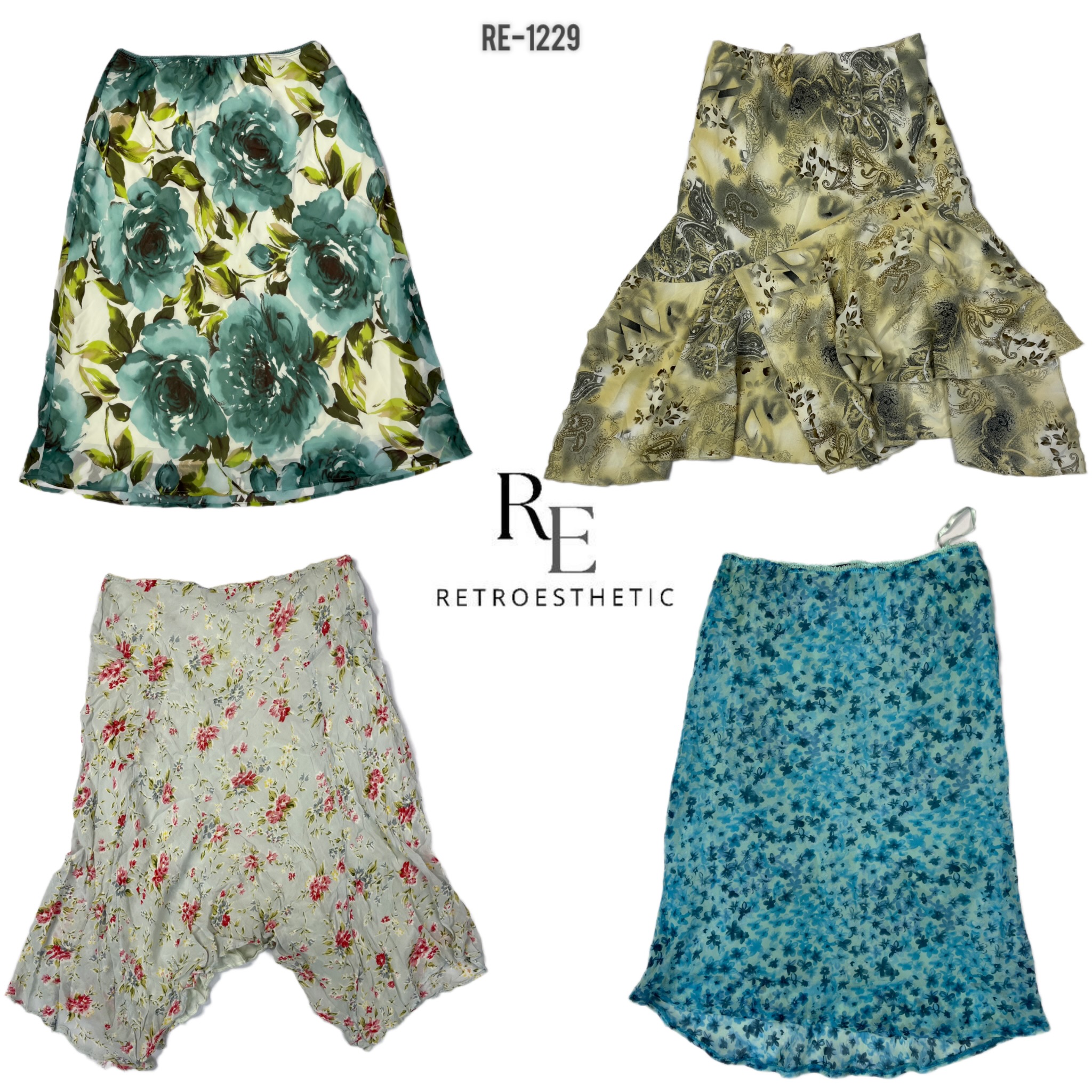 Y2K Oceanic Blue Summer Skirts (RE-1229)