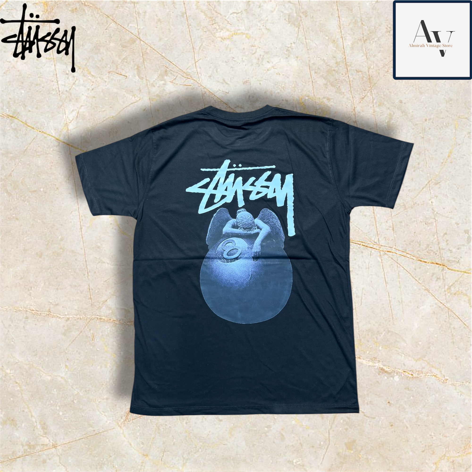 スチューシー リワークスタイル エンジェル ブラック Tシャツ